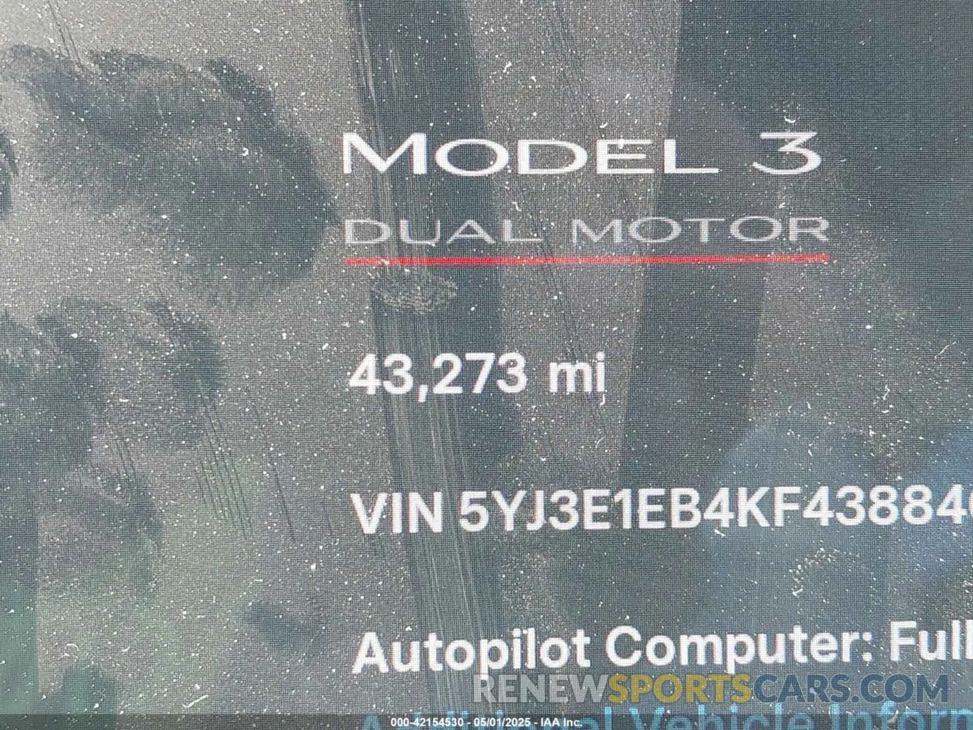 15 Photograph of a damaged car 5YJ3E1EB4KF438846 TESLA MODEL 3 2019