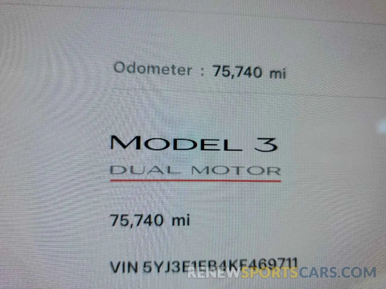 9 Photograph of a damaged car 5YJ3E1EB4KF469711 TESLA MODEL 3 2019