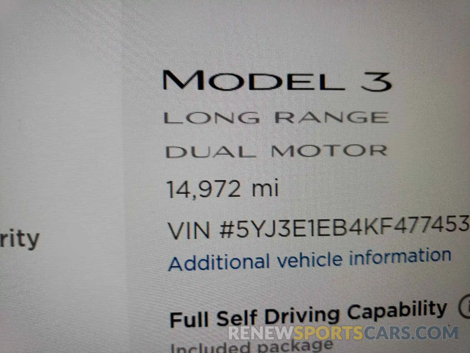 8 Photograph of a damaged car 5YJ3E1EB4KF477453 TESLA MODEL 3 2019