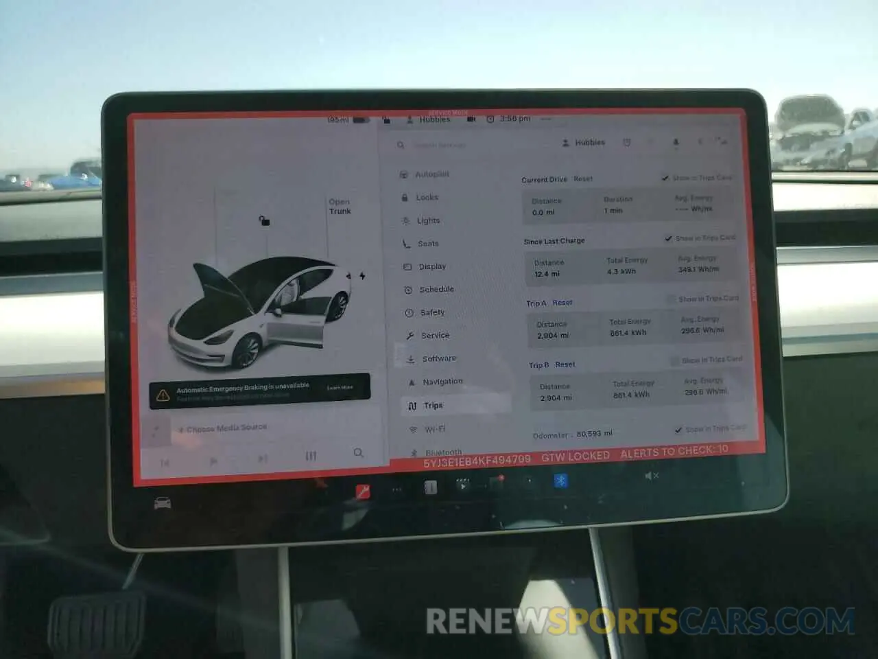 9 Photograph of a damaged car 5YJ3E1EB4KF494799 TESLA MODEL 3 2019