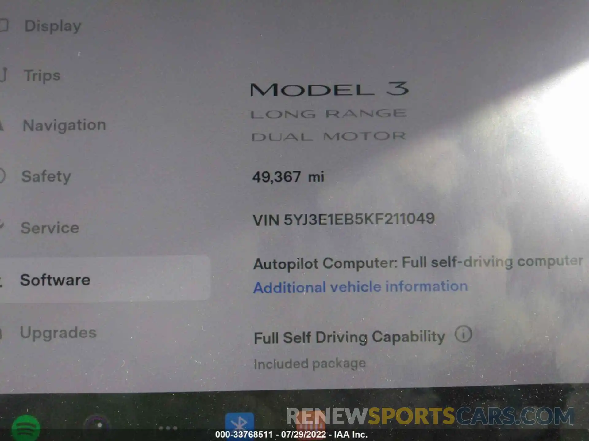 7 Photograph of a damaged car 5YJ3E1EB5KF211049 TESLA MODEL 3 2019