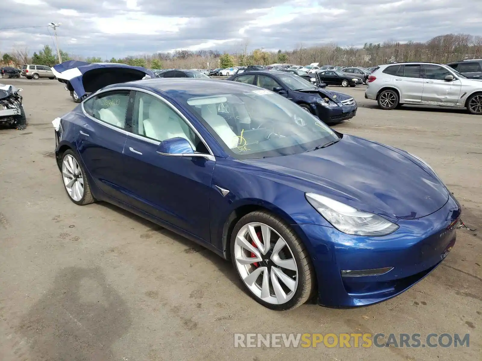 1 Photograph of a damaged car 5YJ3E1EB5KF393576 TESLA MODEL 3 2019