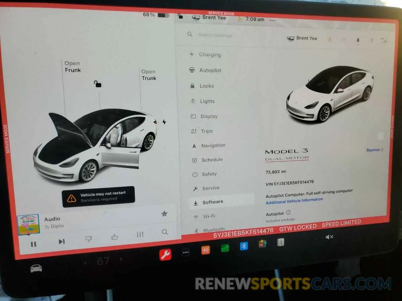 9 Photograph of a damaged car 5YJ3E1EB5KF514476 TESLA MODEL 3 2019