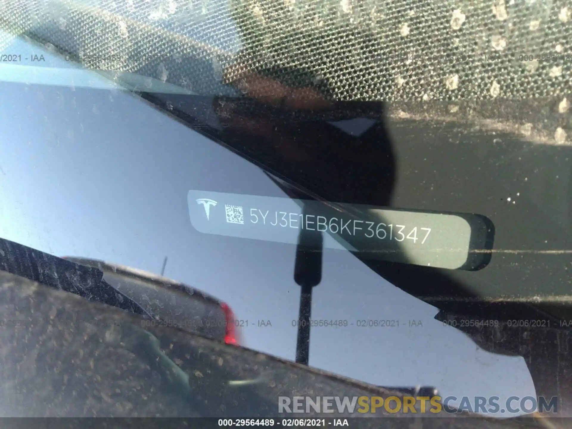 9 Photograph of a damaged car 5YJ3E1EB6KF361347 TESLA MODEL 3 2019