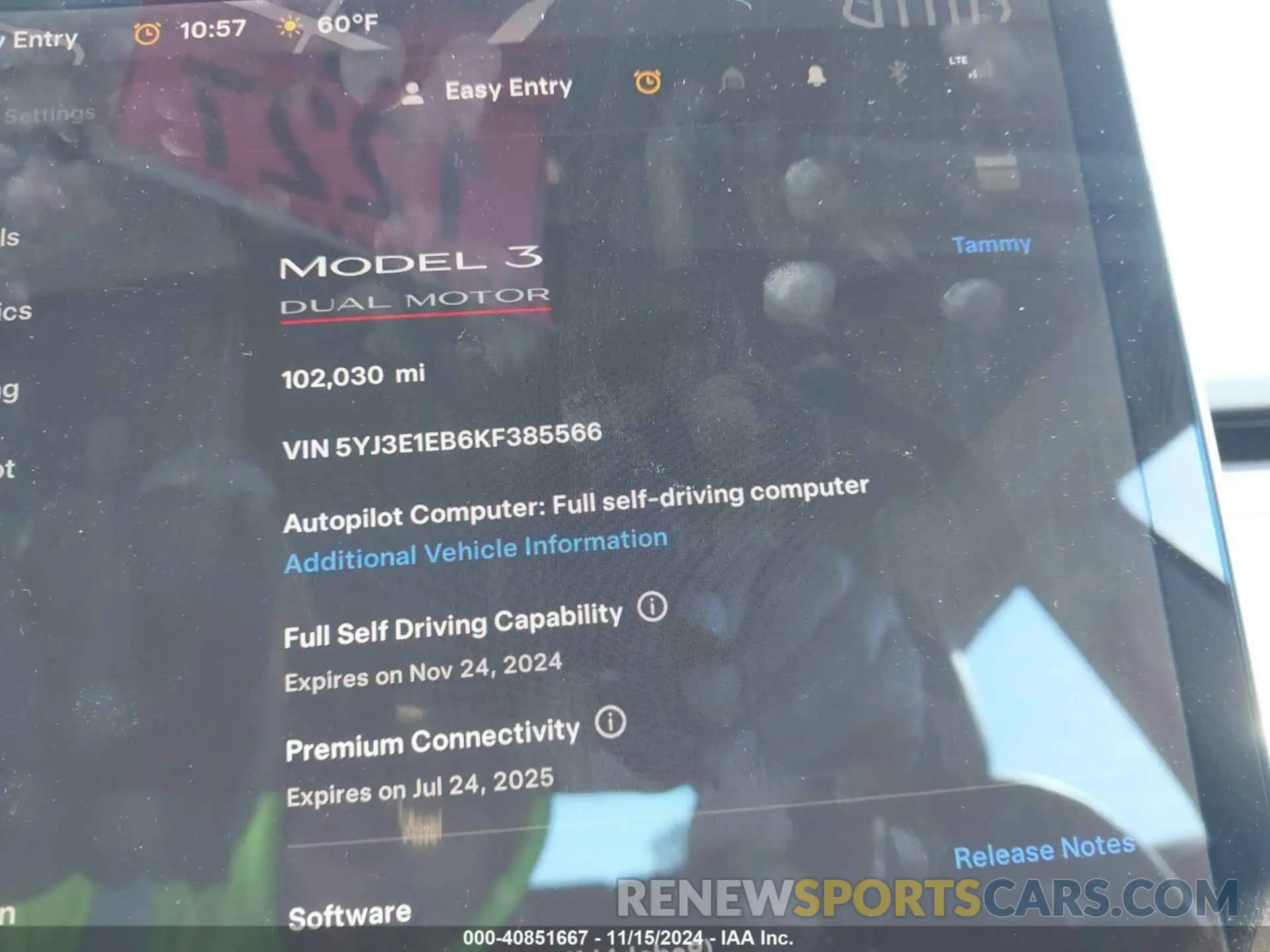 17 Photograph of a damaged car 5YJ3E1EB6KF385566 TESLA MODEL 3 2019