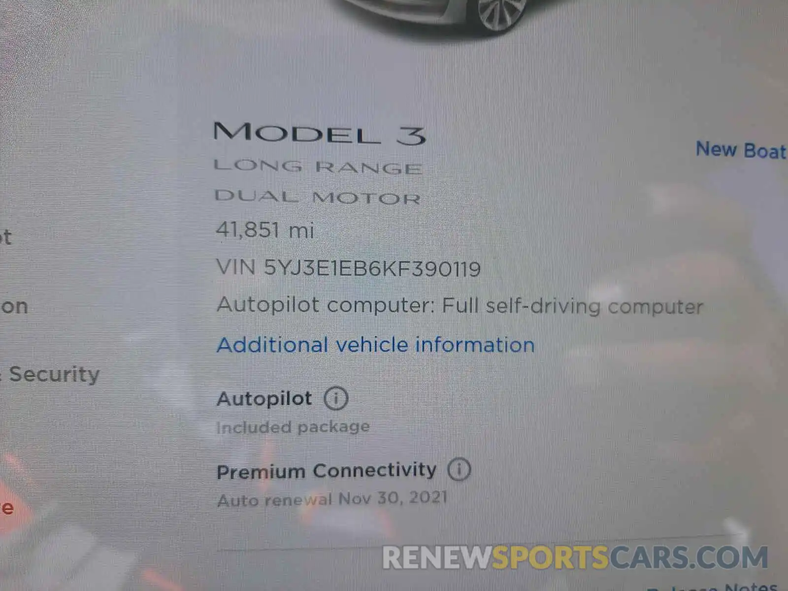 8 Photograph of a damaged car 5YJ3E1EB6KF390119 TESLA MODEL 3 2019