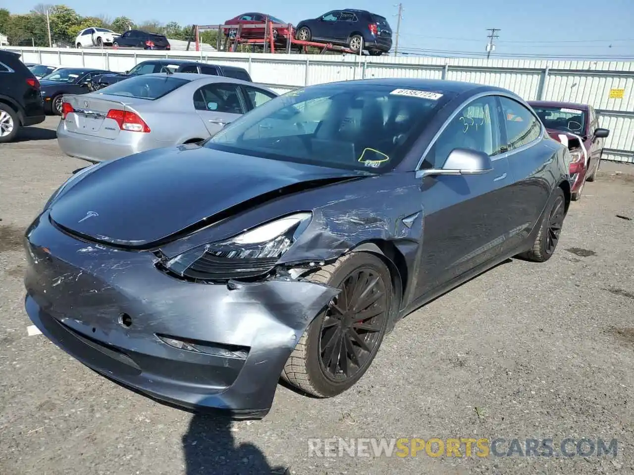 2 Photograph of a damaged car 5YJ3E1EB6KF392923 TESLA MODEL 3 2019