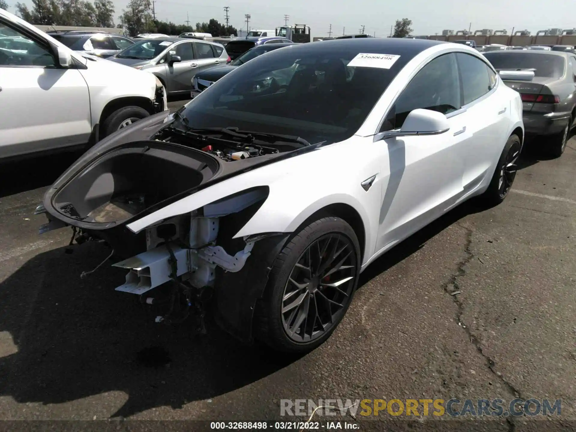 2 Photograph of a damaged car 5YJ3E1EB6KF393215 TESLA MODEL 3 2019