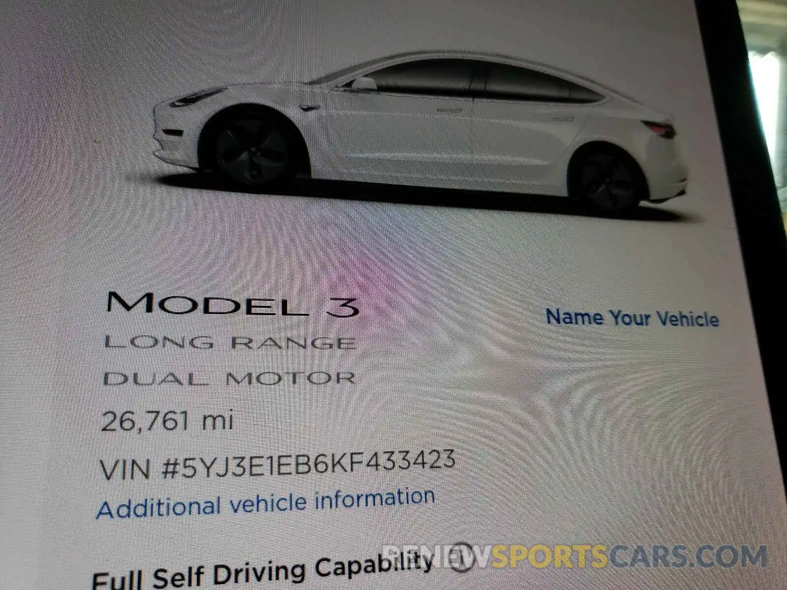 8 Photograph of a damaged car 5YJ3E1EB6KF433423 TESLA MODEL 3 2019