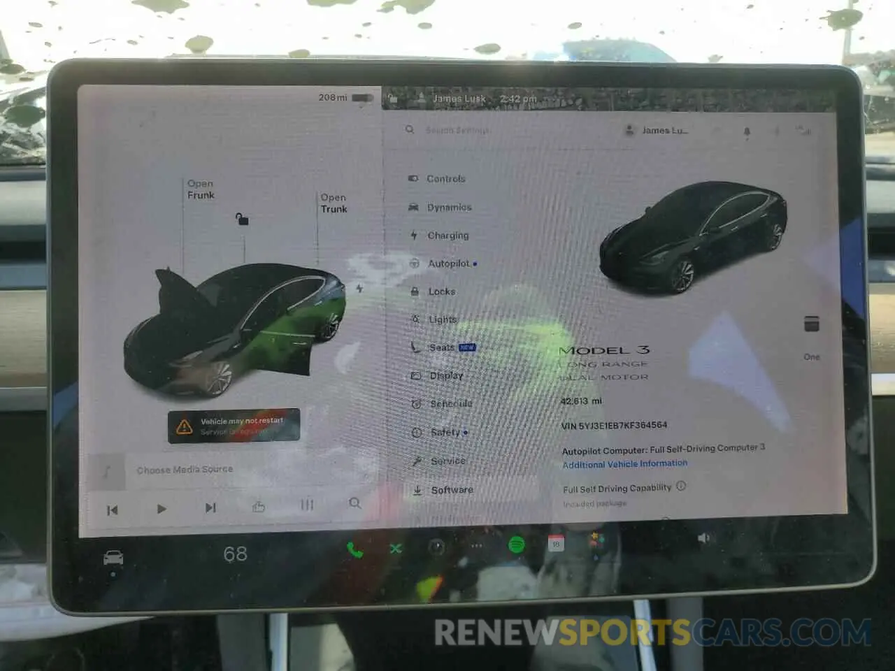 9 Photograph of a damaged car 5YJ3E1EB7KF364564 TESLA MODEL 3 2019