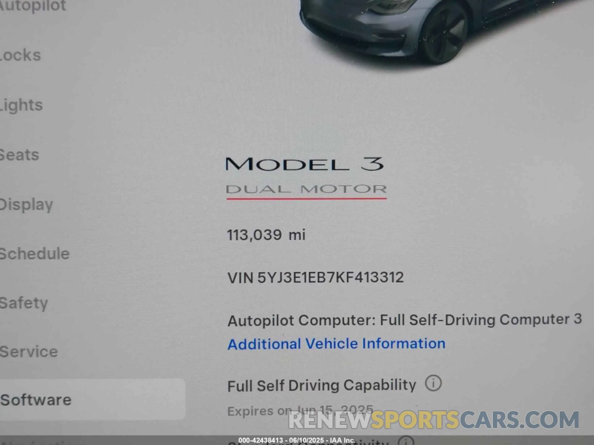 15 Photograph of a damaged car 5YJ3E1EB7KF413312 TESLA MODEL 3 2019