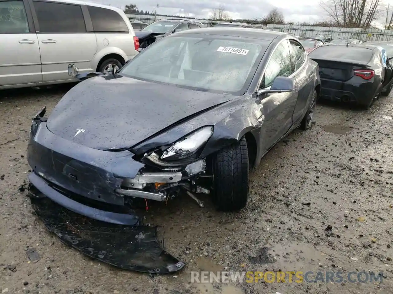 2 Photograph of a damaged car 5YJ3E1EB7KF451980 TESLA MODEL 3 2019