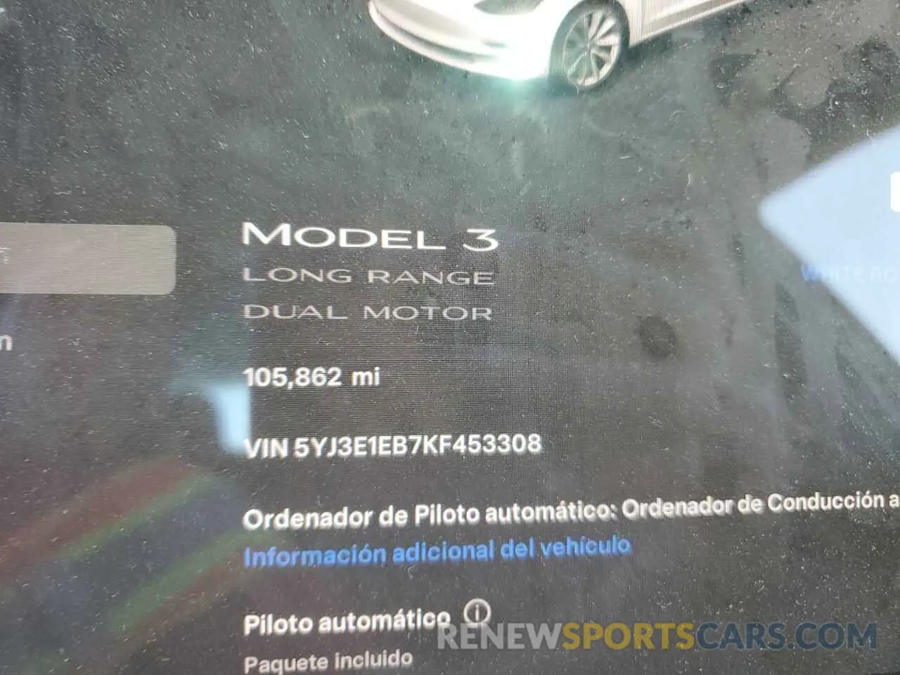 9 Photograph of a damaged car 5YJ3E1EB7KF453308 TESLA MODEL 3 2019