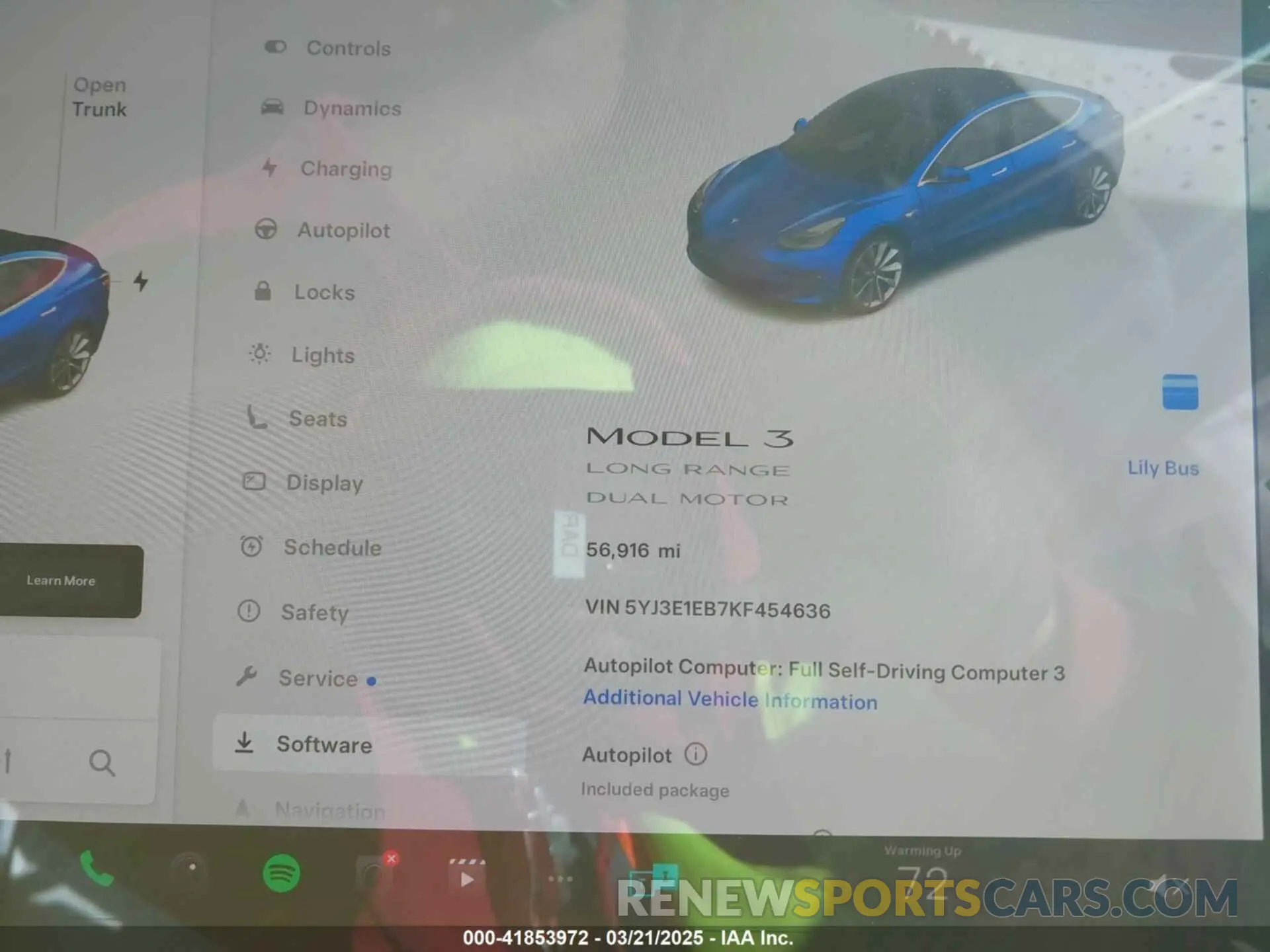 15 Photograph of a damaged car 5YJ3E1EB7KF454636 TESLA MODEL 3 2019