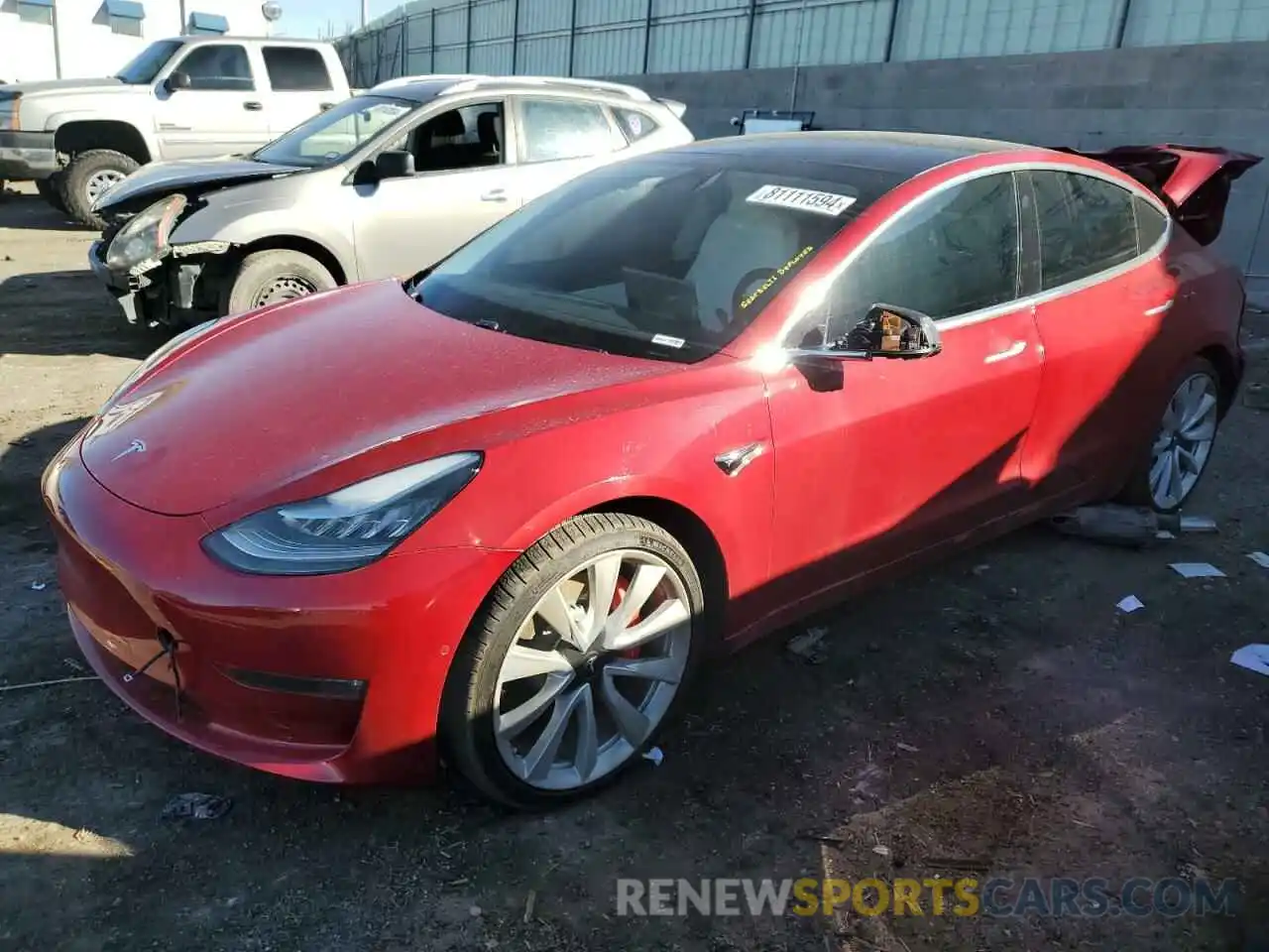 1 Photograph of a damaged car 5YJ3E1EB7KF454894 TESLA MODEL 3 2019