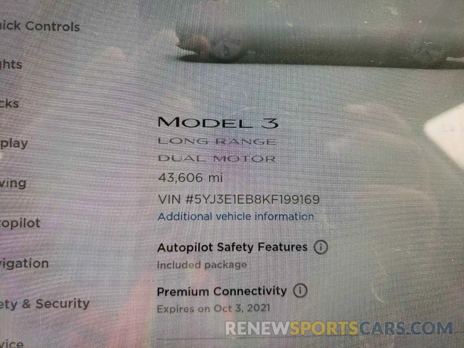 8 Photograph of a damaged car 5YJ3E1EB8KF199169 TESLA MODEL 3 2019