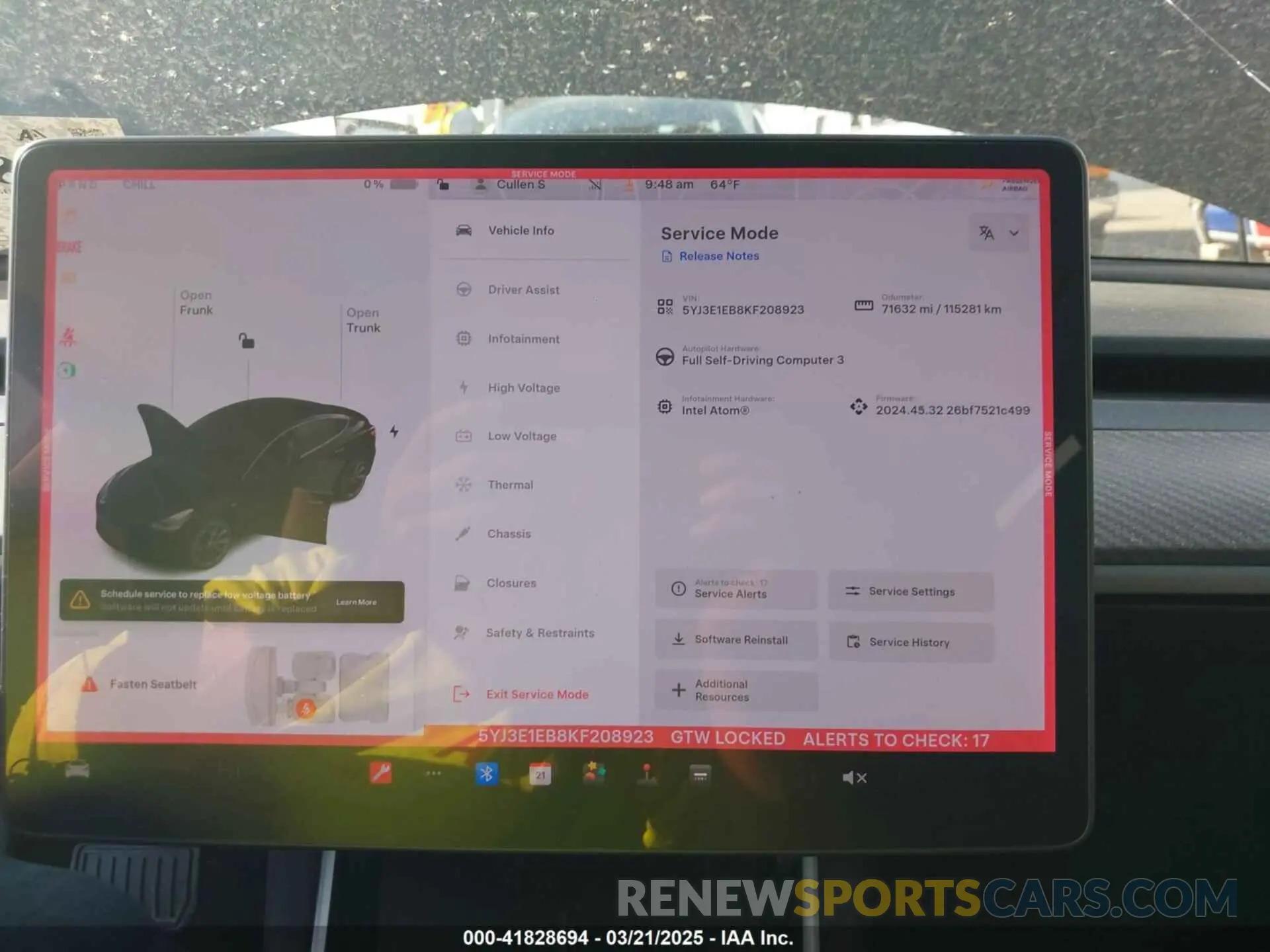 18 Photograph of a damaged car 5YJ3E1EB8KF208923 TESLA MODEL 3 2019