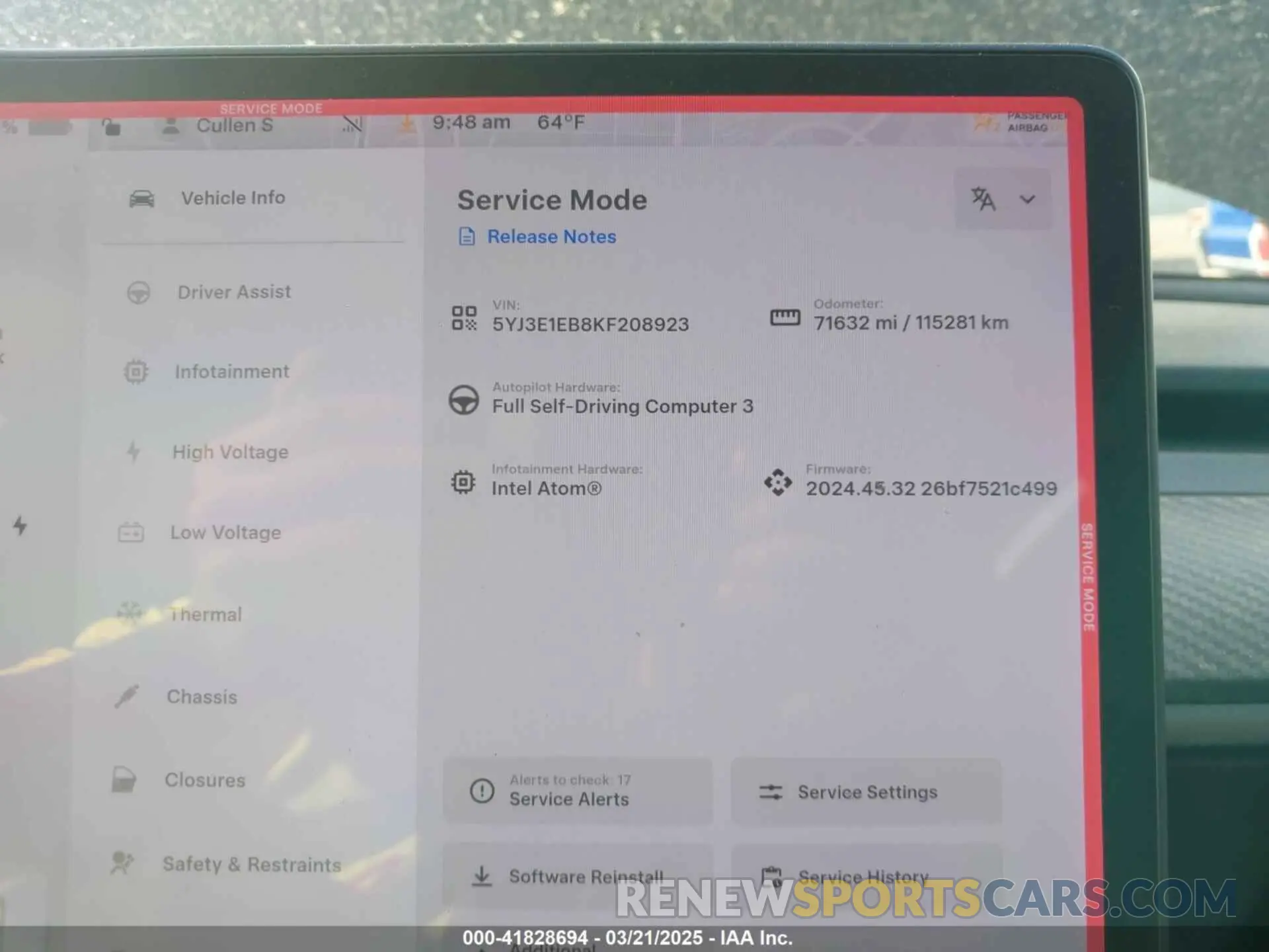 7 Photograph of a damaged car 5YJ3E1EB8KF208923 TESLA MODEL 3 2019