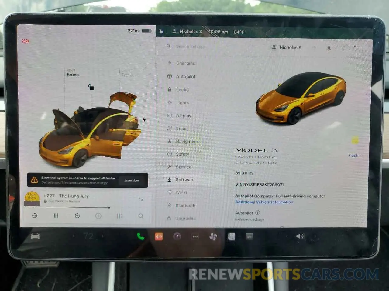 9 Photograph of a damaged car 5YJ3E1EB8KF208971 TESLA MODEL 3 2019