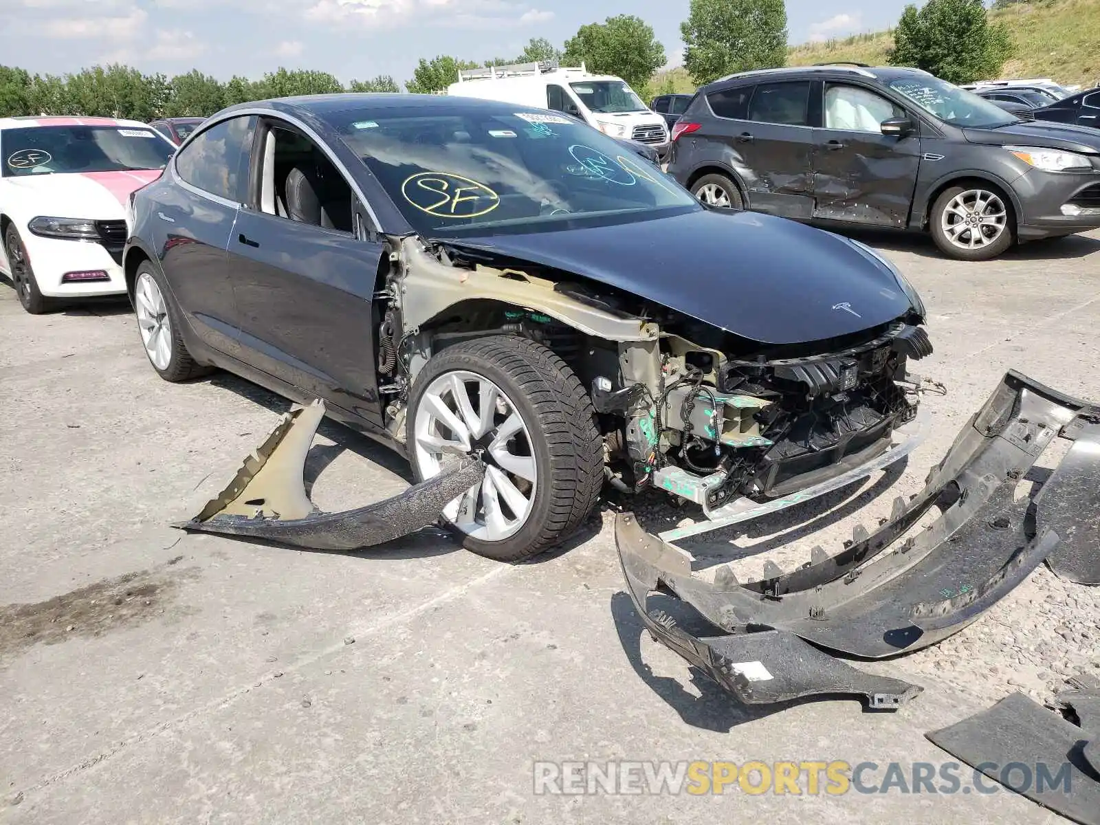 1 Photograph of a damaged car 5YJ3E1EB8KF453673 TESLA MODEL 3 2019