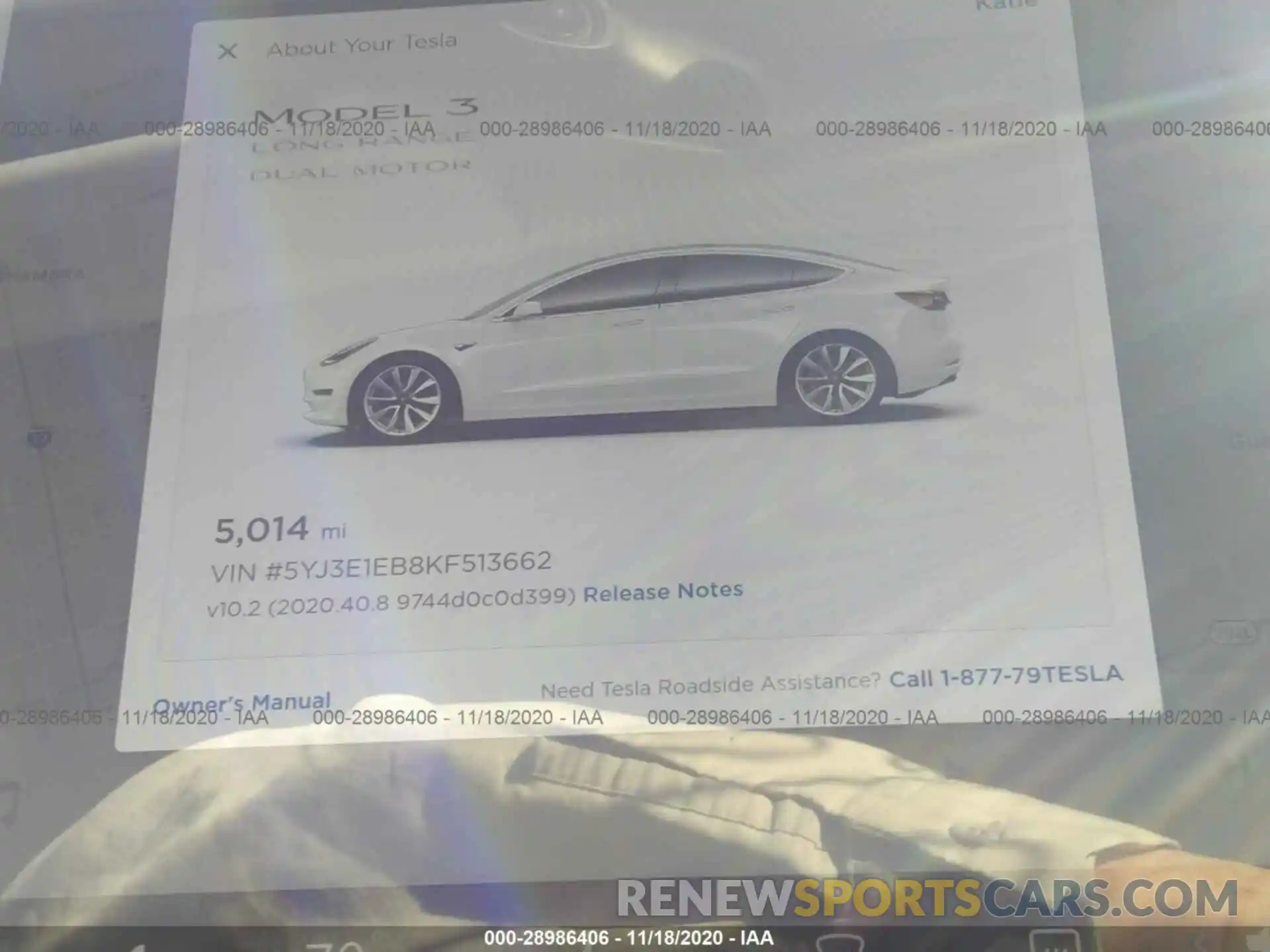 7 Photograph of a damaged car 5YJ3E1EB8KF513662 TESLA MODEL 3 2019