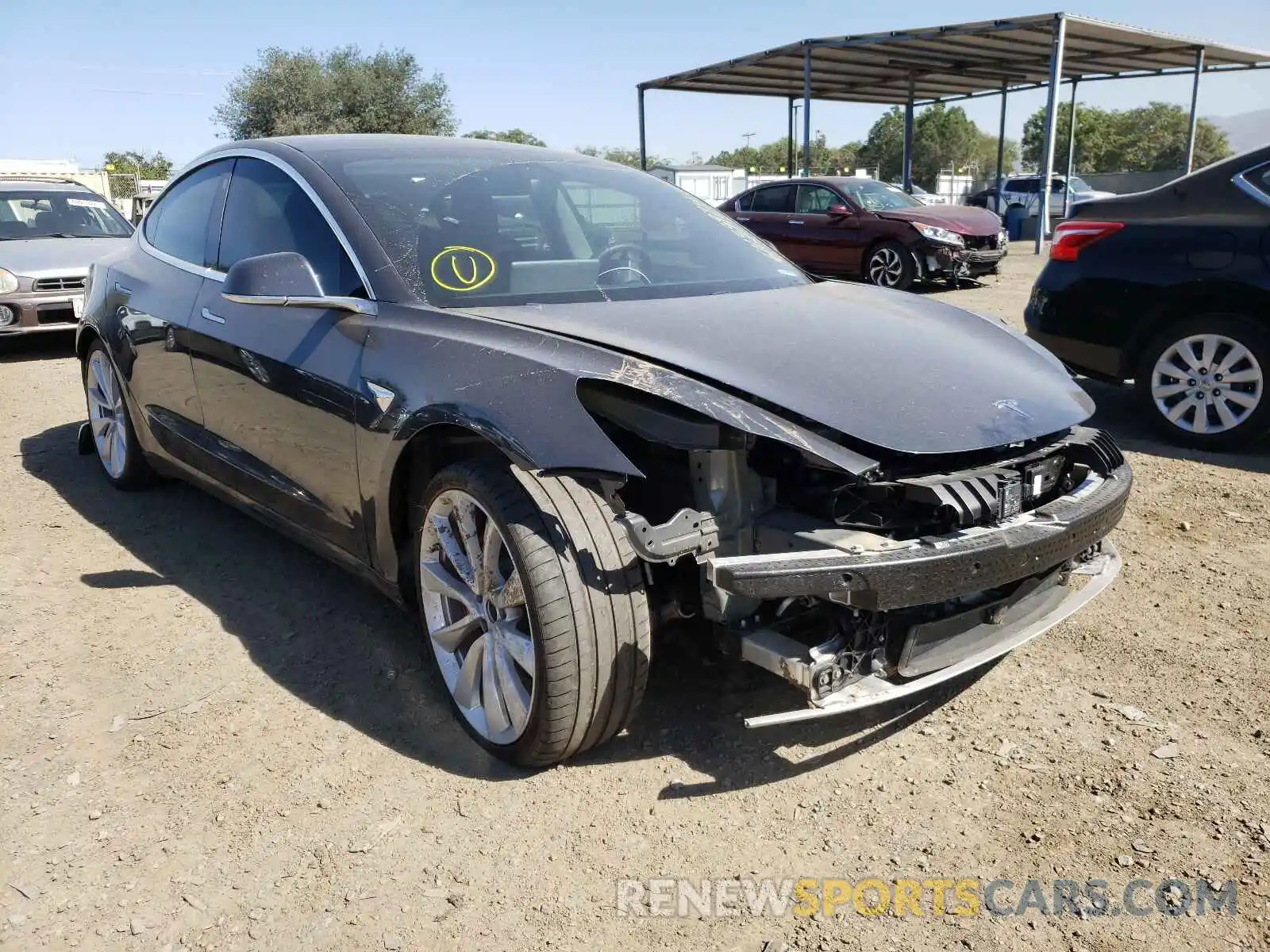 1 Photograph of a damaged car 5YJ3E1EB8KF522393 TESLA MODEL 3 2019