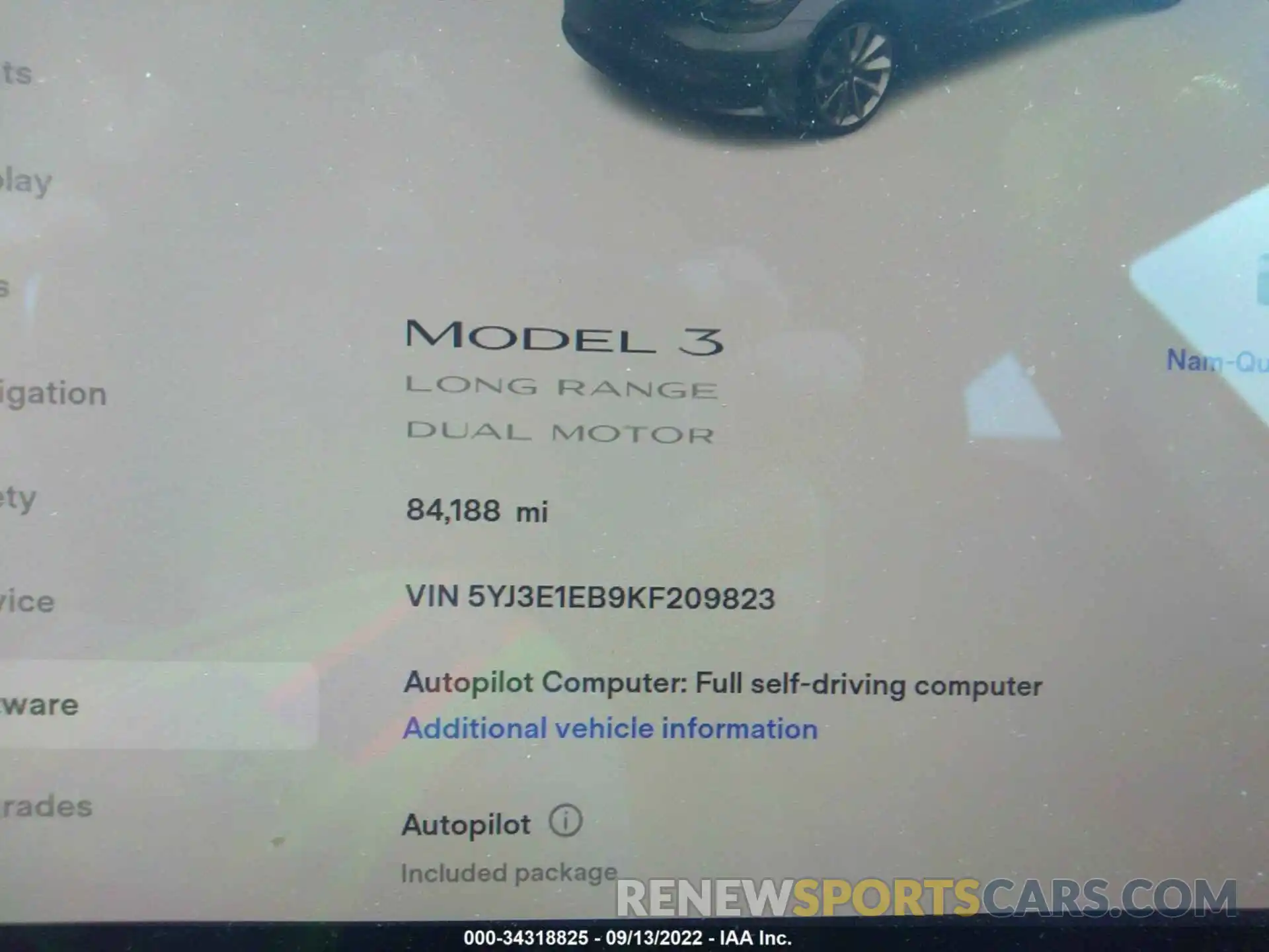 7 Photograph of a damaged car 5YJ3E1EB9KF209823 TESLA MODEL 3 2019