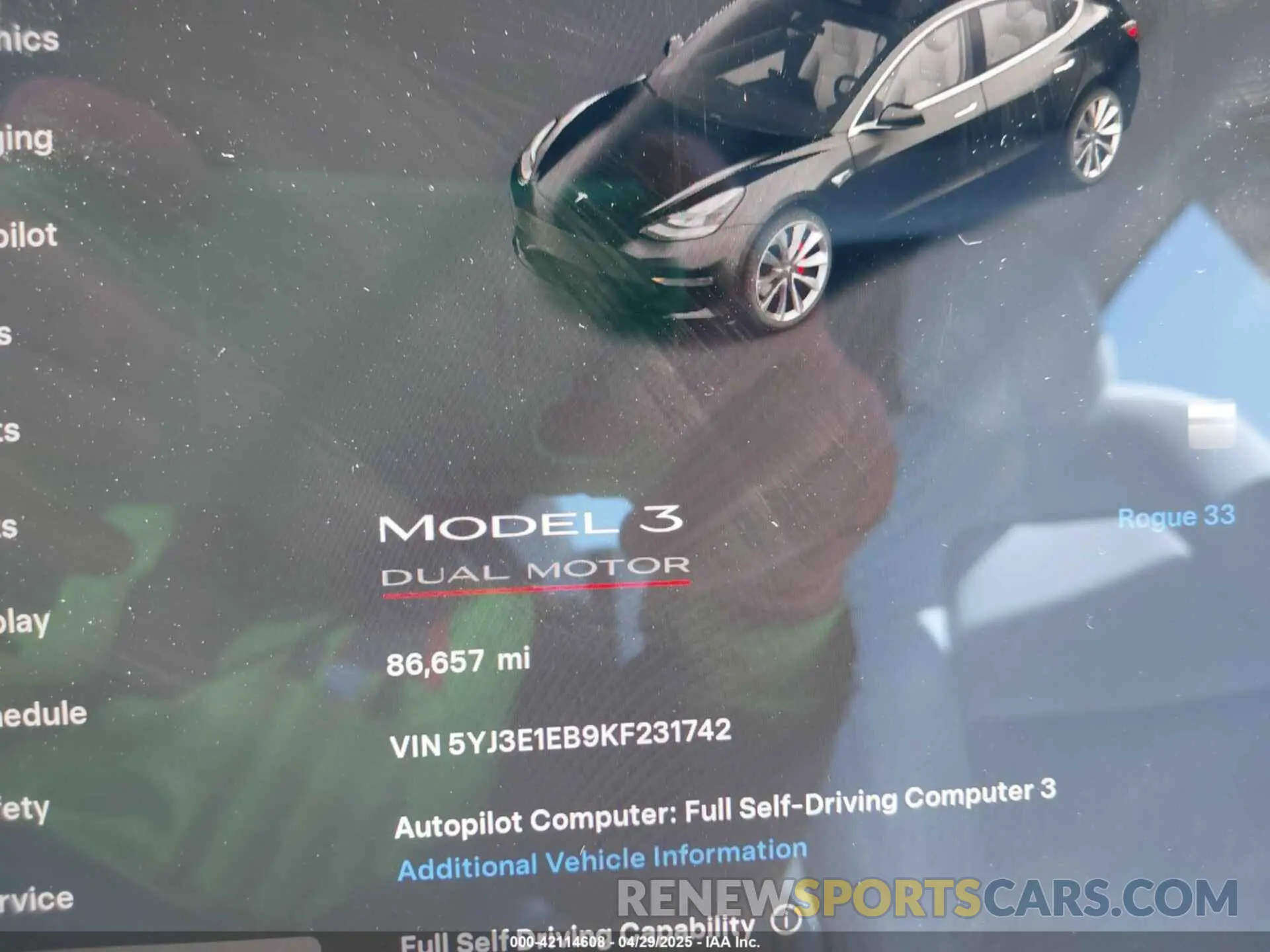 7 Photograph of a damaged car 5YJ3E1EB9KF231742 TESLA MODEL 3 2019