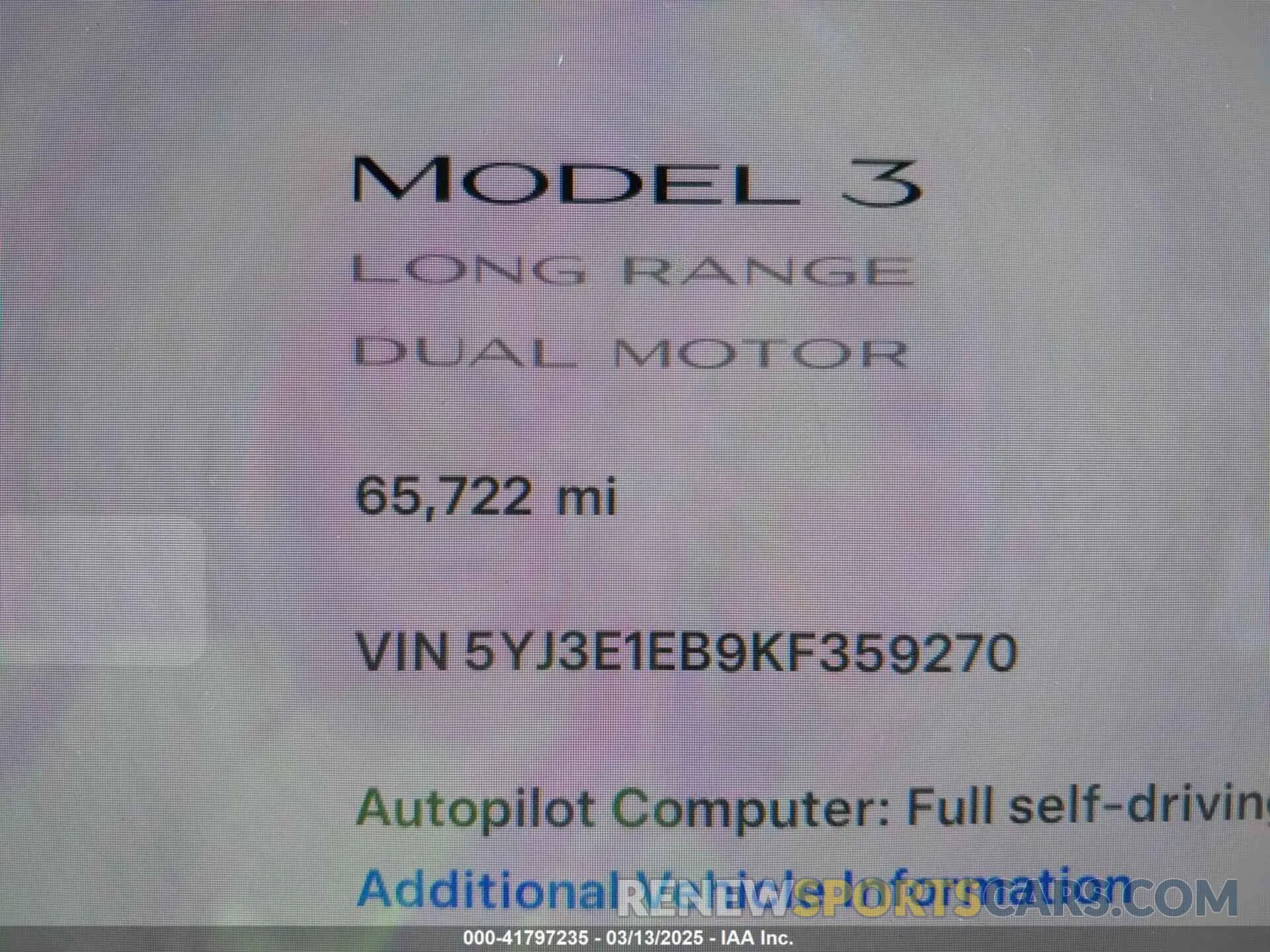 14 Photograph of a damaged car 5YJ3E1EB9KF359270 TESLA MODEL 3 2019
