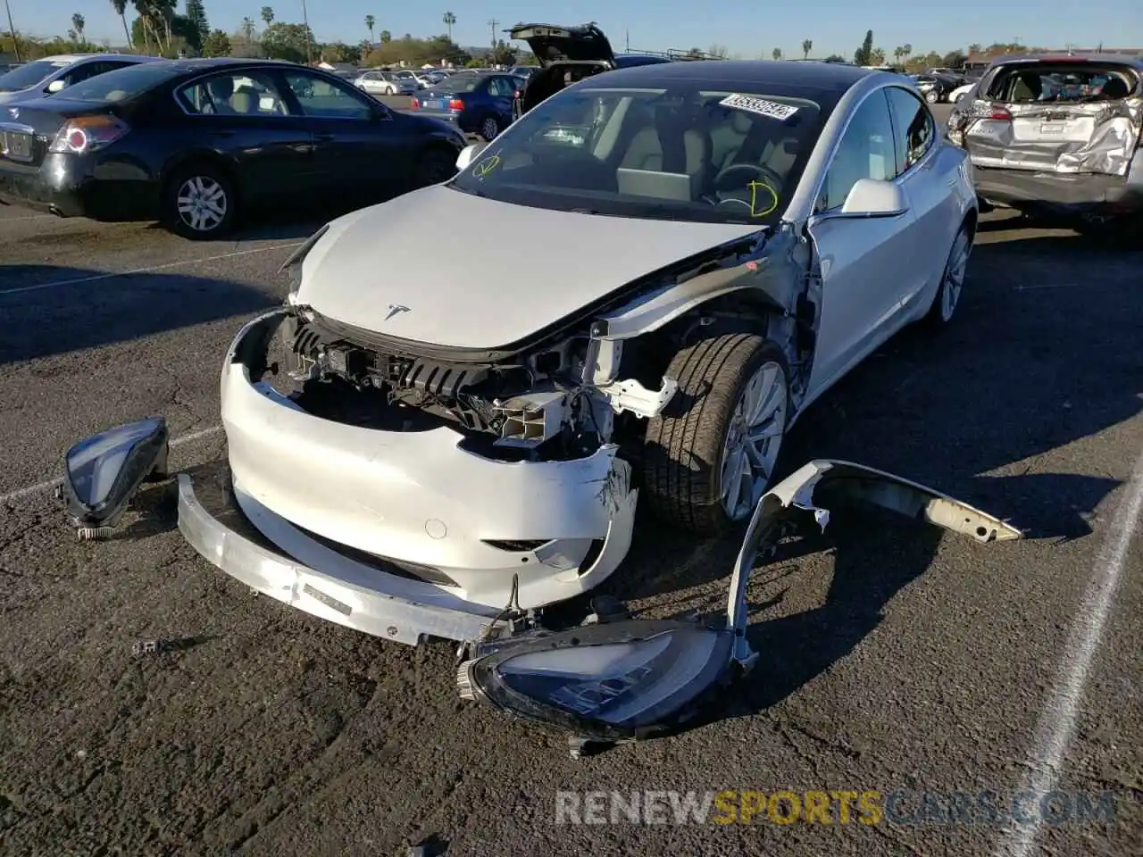 2 Photograph of a damaged car 5YJ3E1EB9KF437093 TESLA MODEL 3 2019