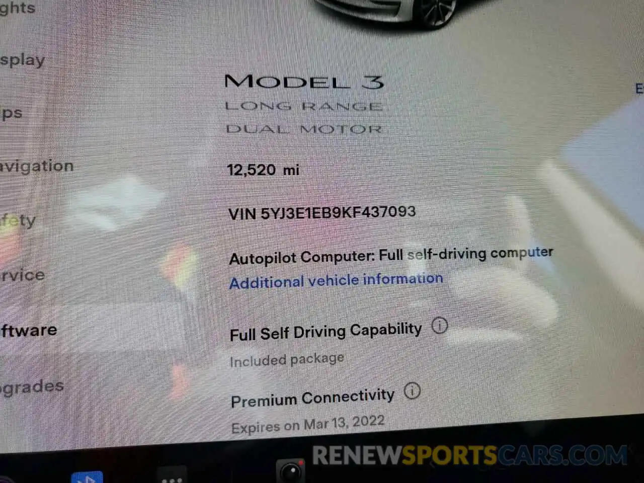 8 Photograph of a damaged car 5YJ3E1EB9KF437093 TESLA MODEL 3 2019