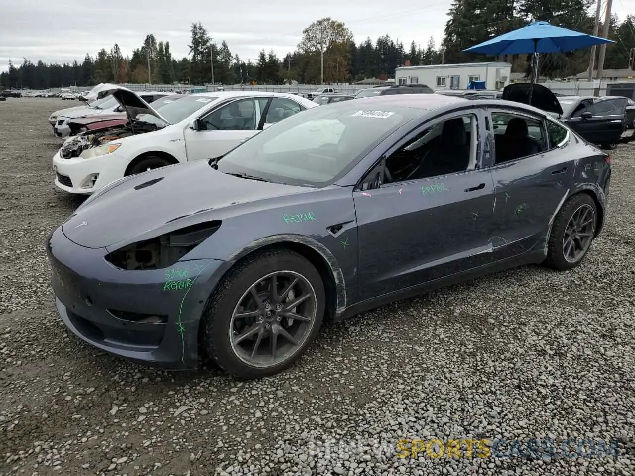 1 Photograph of a damaged car 5YJ3E1EBXKF191719 TESLA MODEL 3 2019