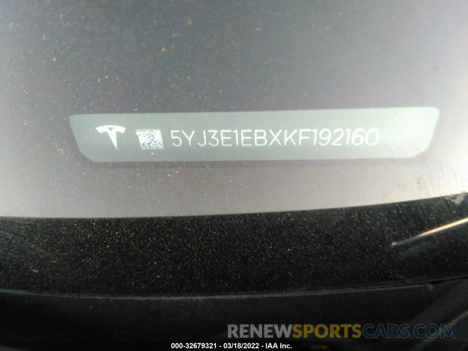 9 Photograph of a damaged car 5YJ3E1EBXKF192160 TESLA MODEL 3 2019