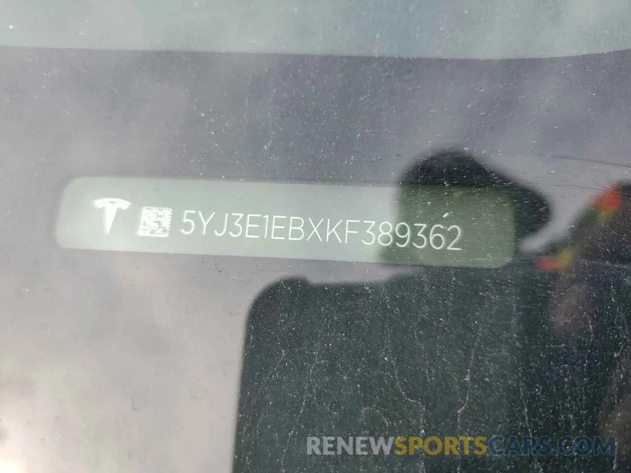 12 Photograph of a damaged car 5YJ3E1EBXKF389362 TESLA MODEL 3 2019