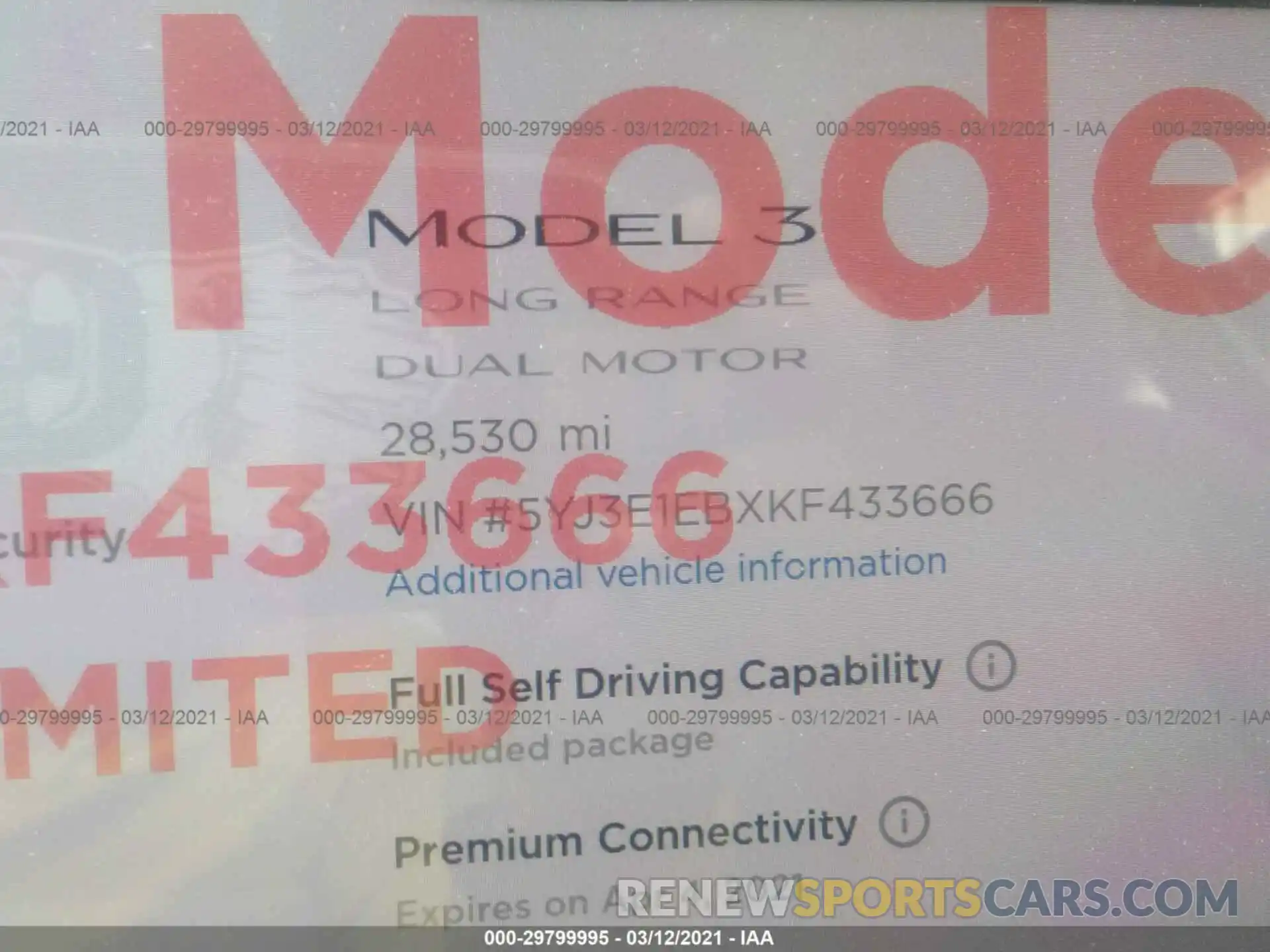 7 Photograph of a damaged car 5YJ3E1EBXKF433666 TESLA MODEL 3 2019