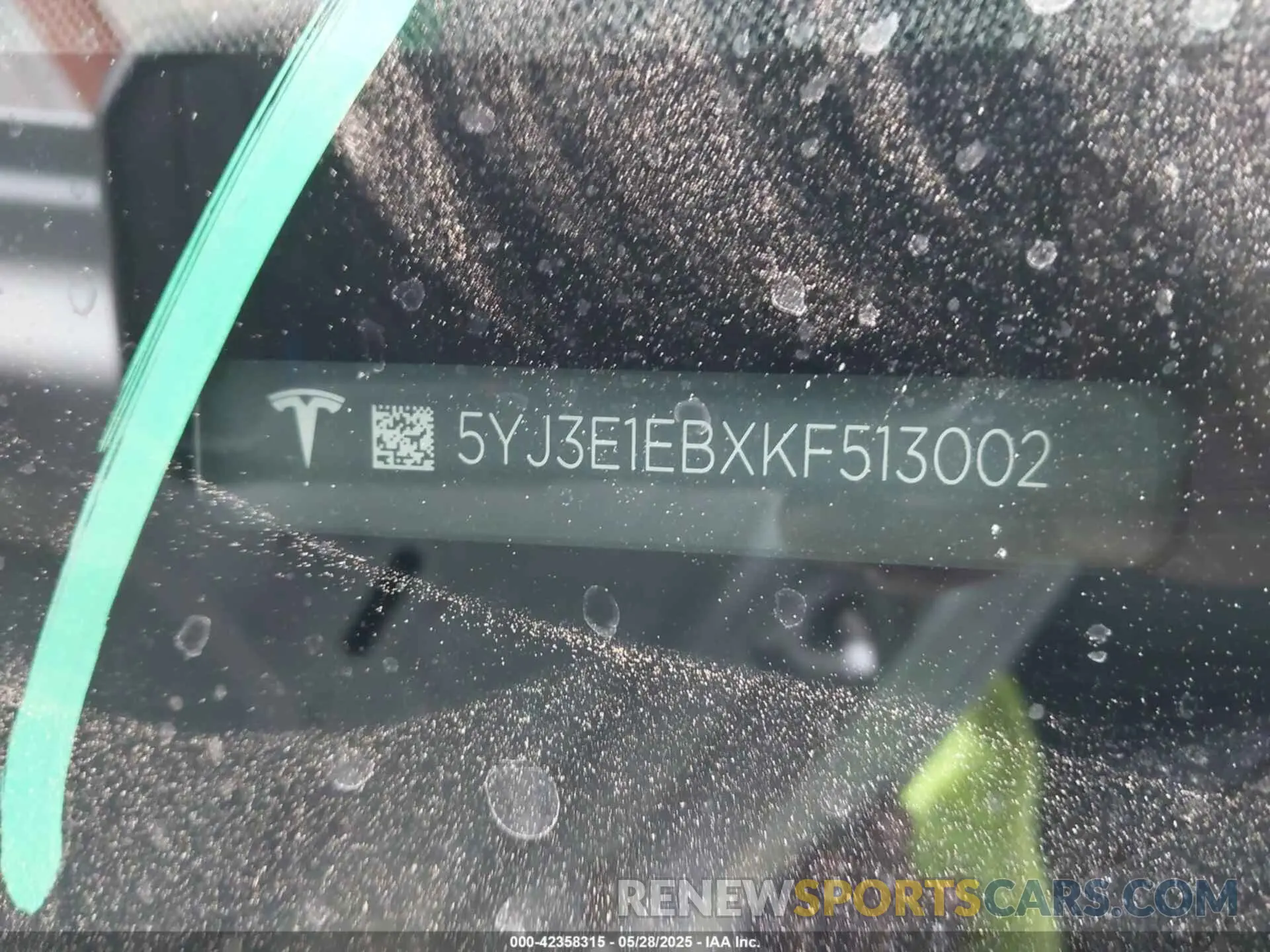 9 Photograph of a damaged car 5YJ3E1EBXKF513002 TESLA MODEL 3 2019