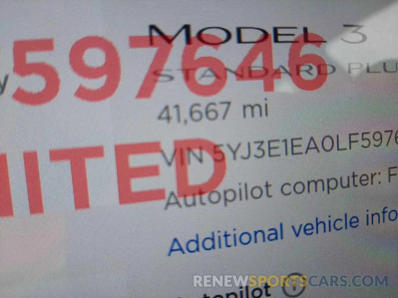 8 Photograph of a damaged car 5YJ3E1EA0LF597646 TESLA MODEL 3 2020