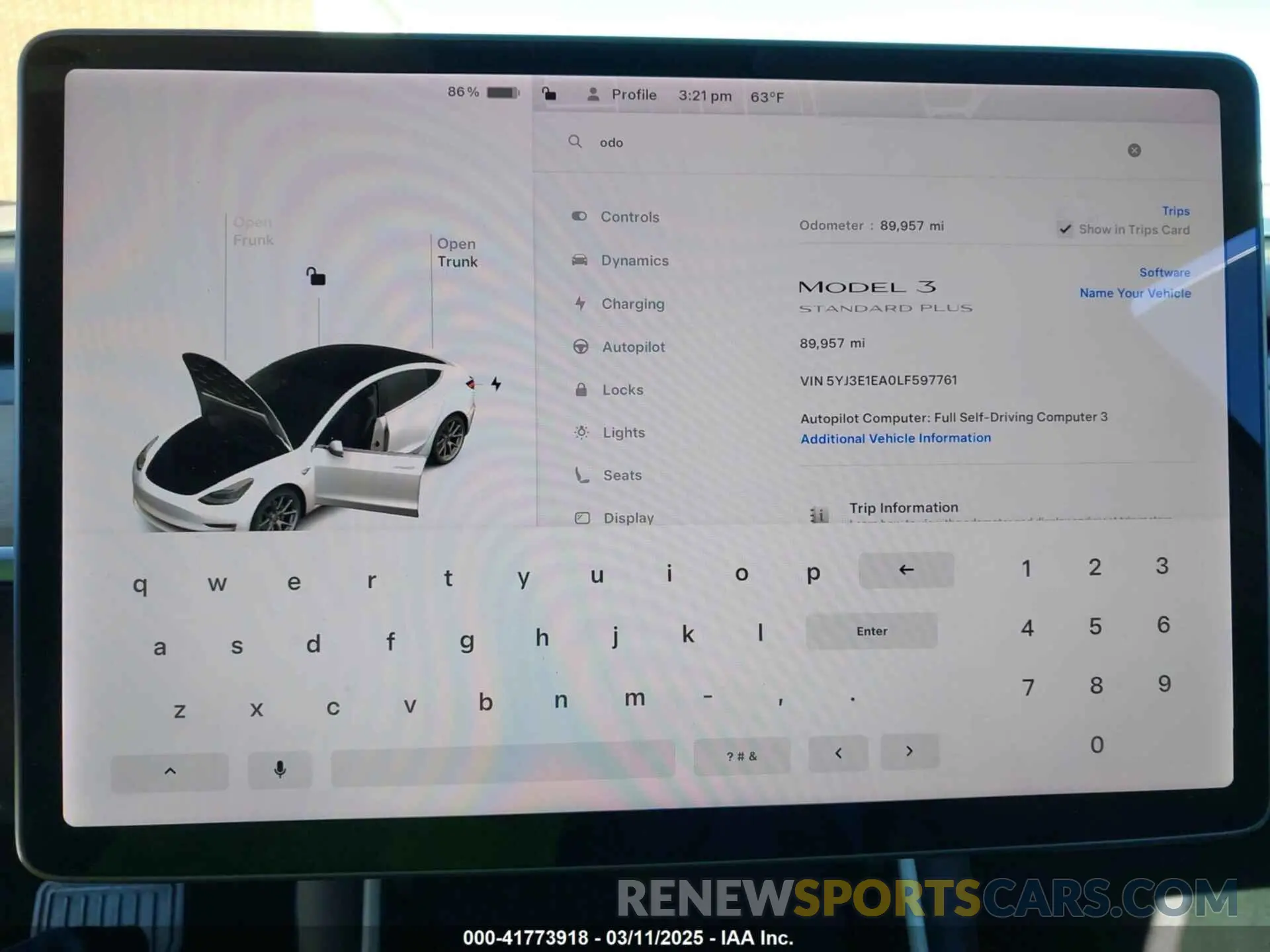 17 Photograph of a damaged car 5YJ3E1EA0LF597761 TESLA MODEL 3 2020