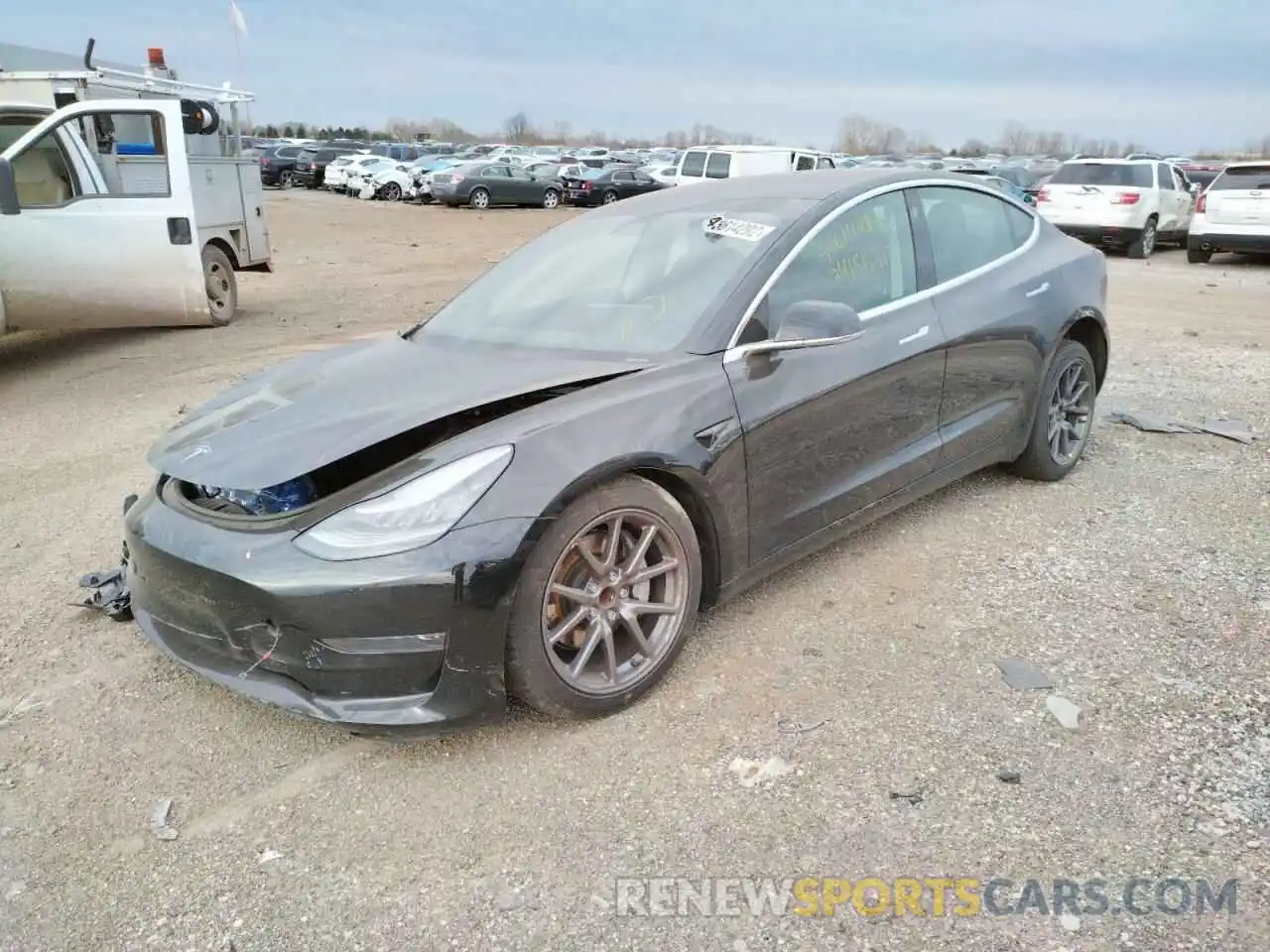 2 Photograph of a damaged car 5YJ3E1EA0LF606443 TESLA MODEL 3 2020