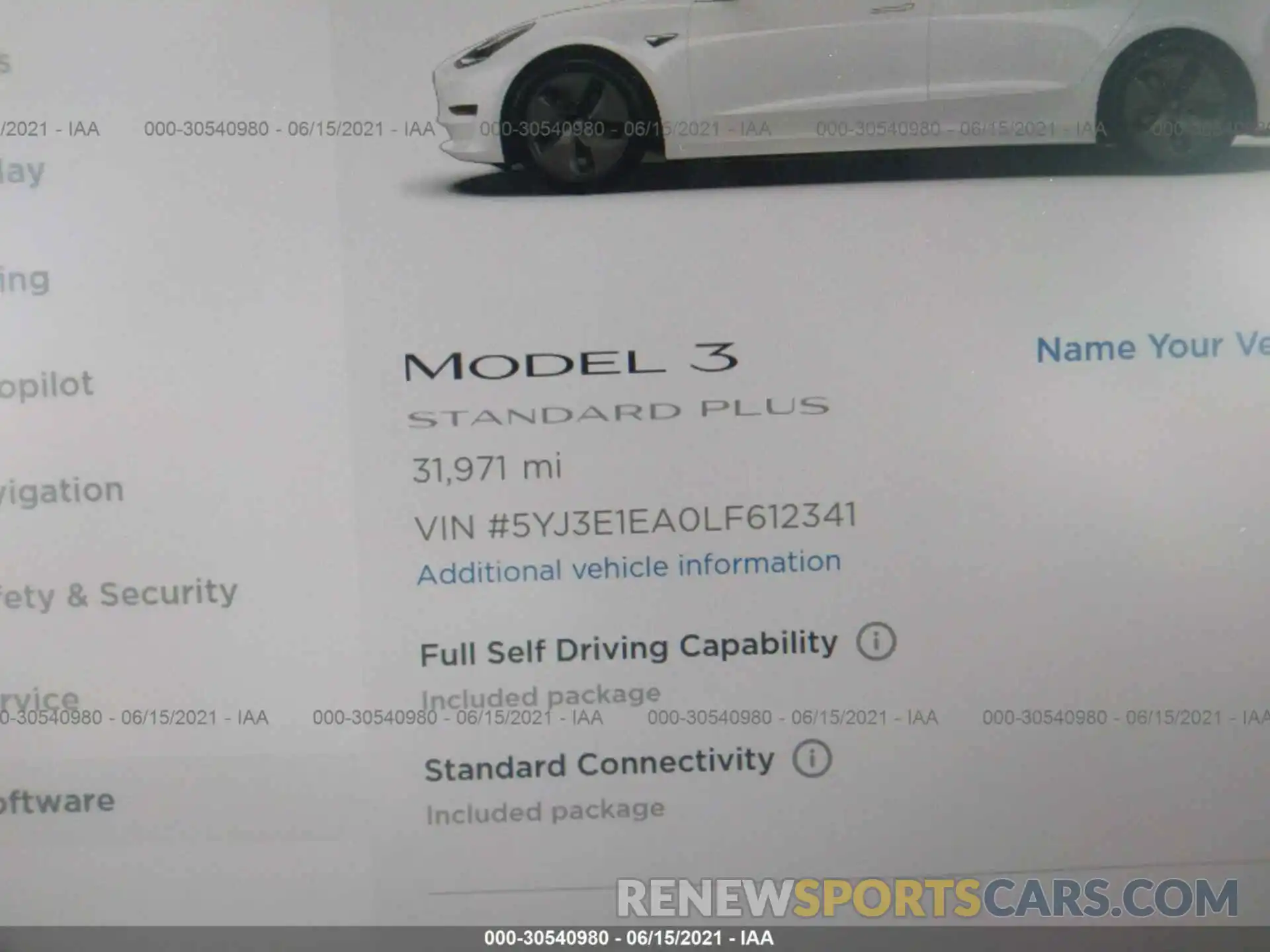 7 Photograph of a damaged car 5YJ3E1EA0LF612341 TESLA MODEL 3 2020