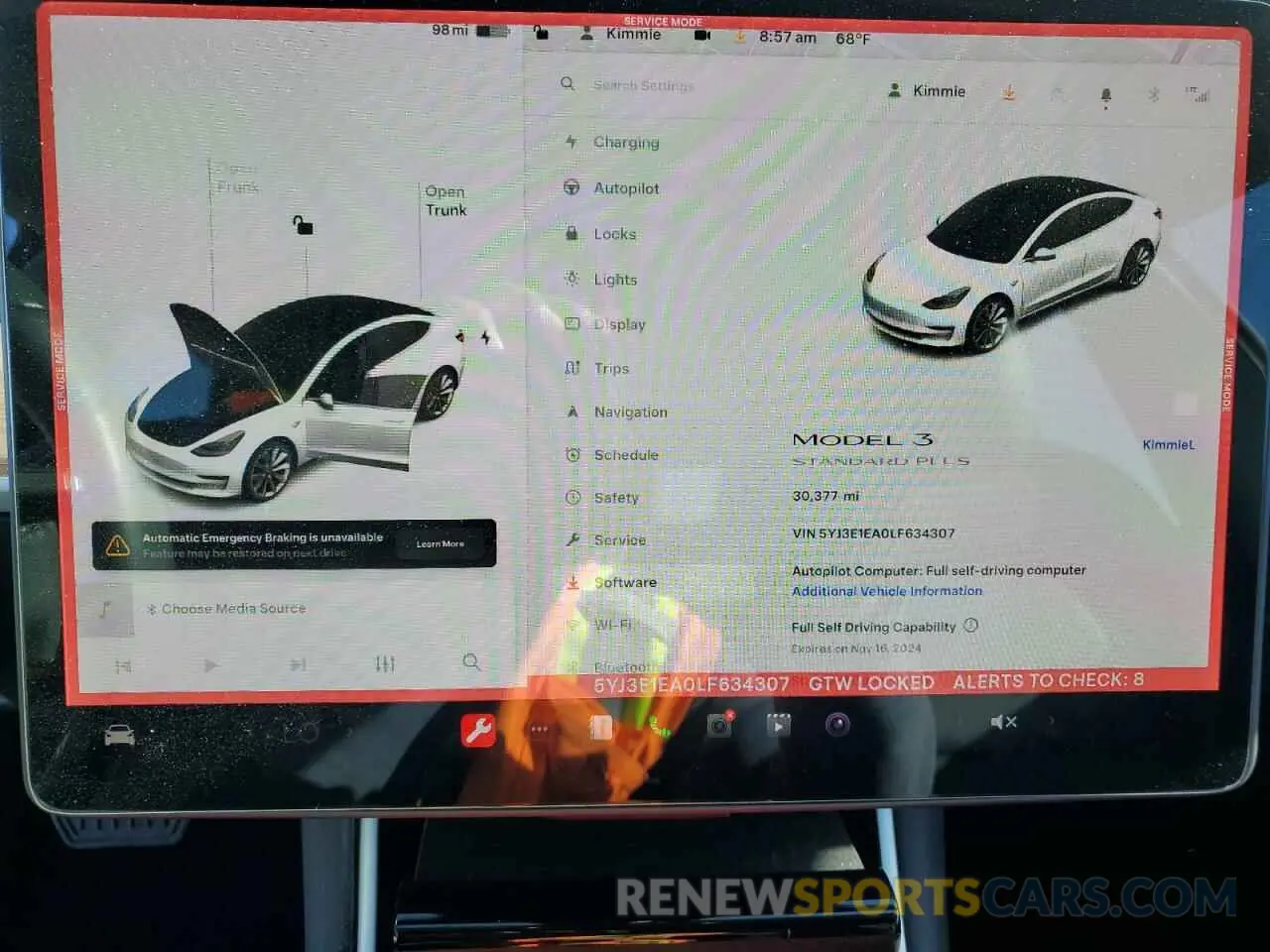 9 Photograph of a damaged car 5YJ3E1EA0LF634307 TESLA MODEL 3 2020