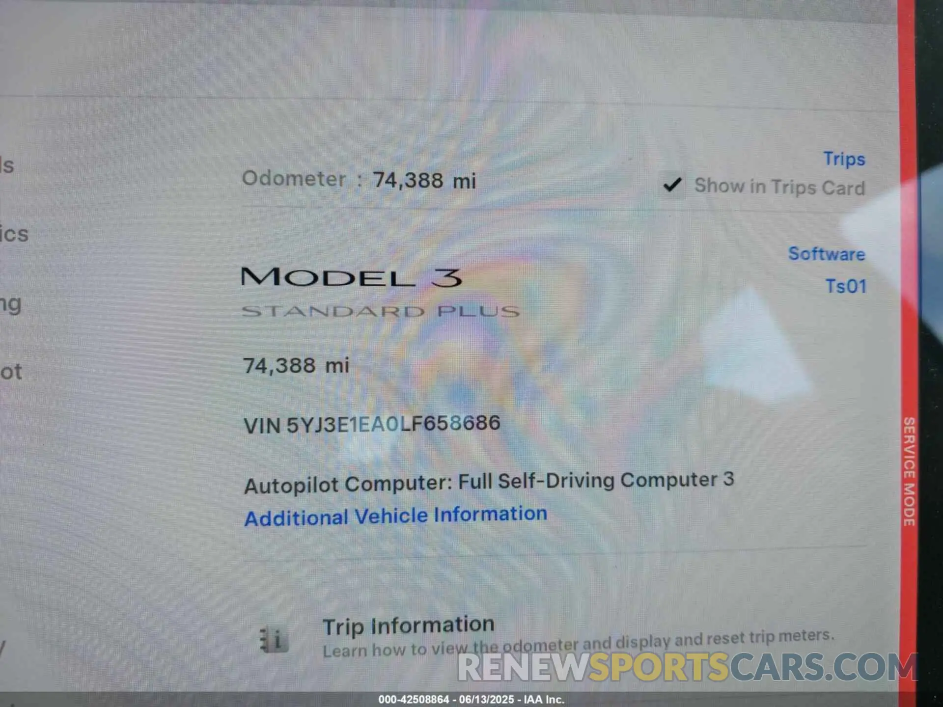 7 Photograph of a damaged car 5YJ3E1EA0LF658686 TESLA MODEL 3 2020