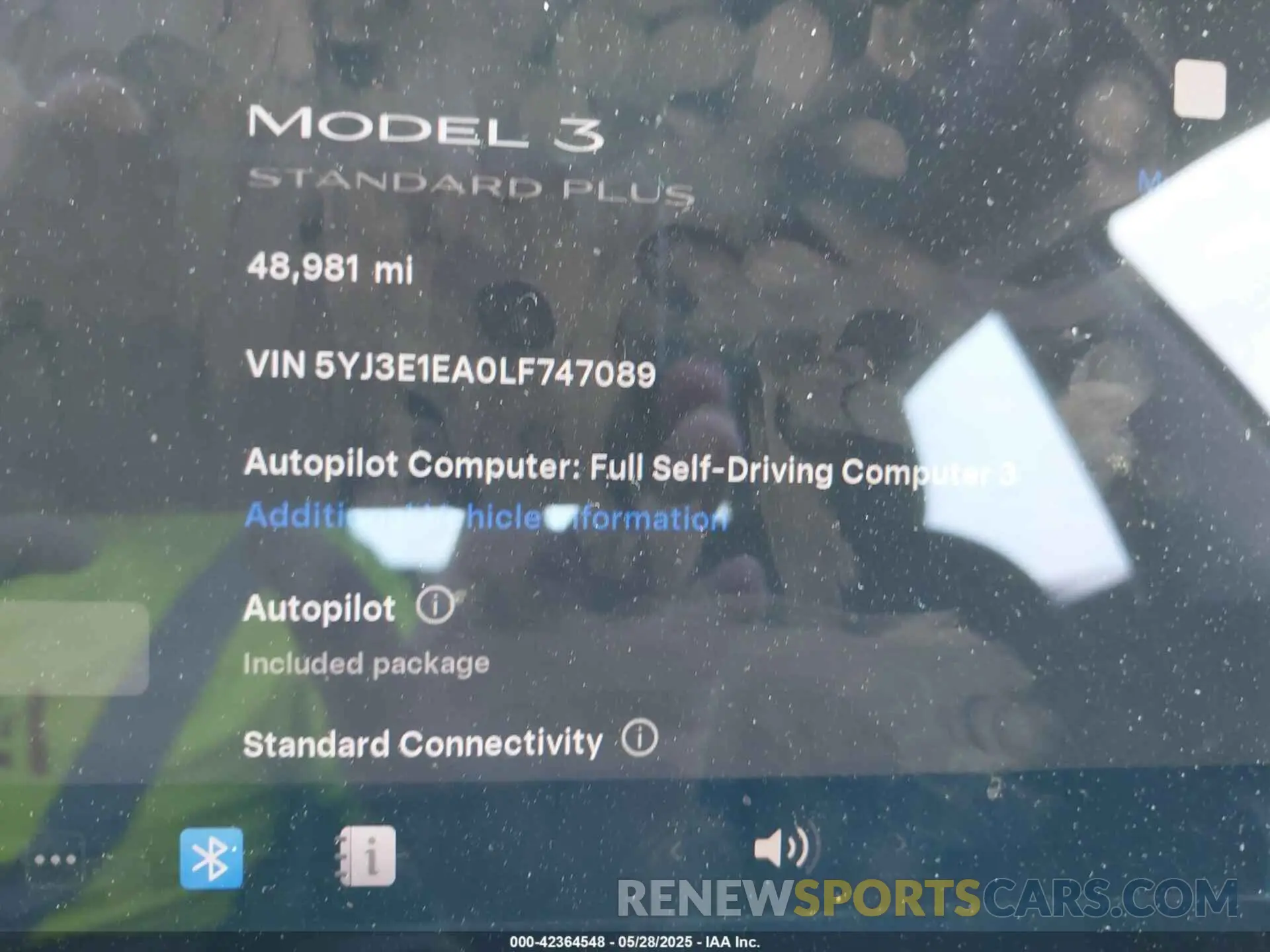 15 Photograph of a damaged car 5YJ3E1EA0LF747089 TESLA MODEL 3 2020