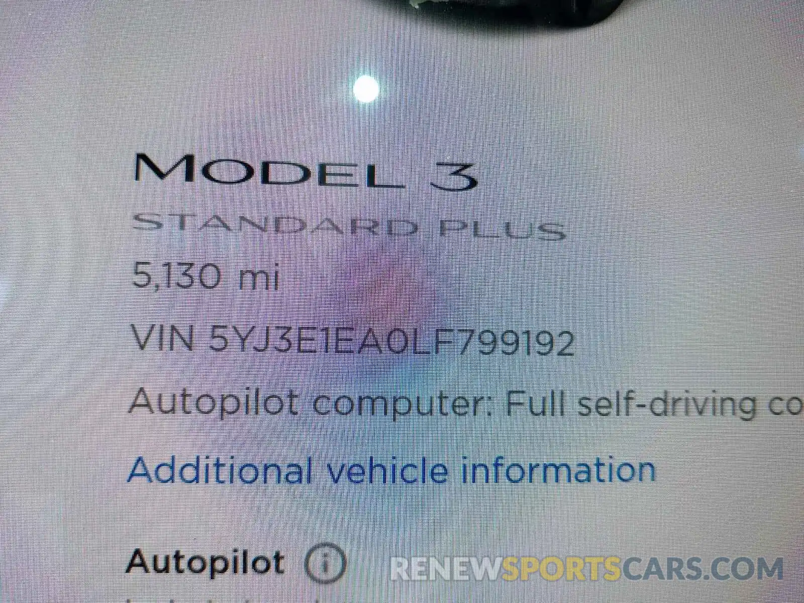 8 Photograph of a damaged car 5YJ3E1EA0LF799192 TESLA MODEL 3 2020