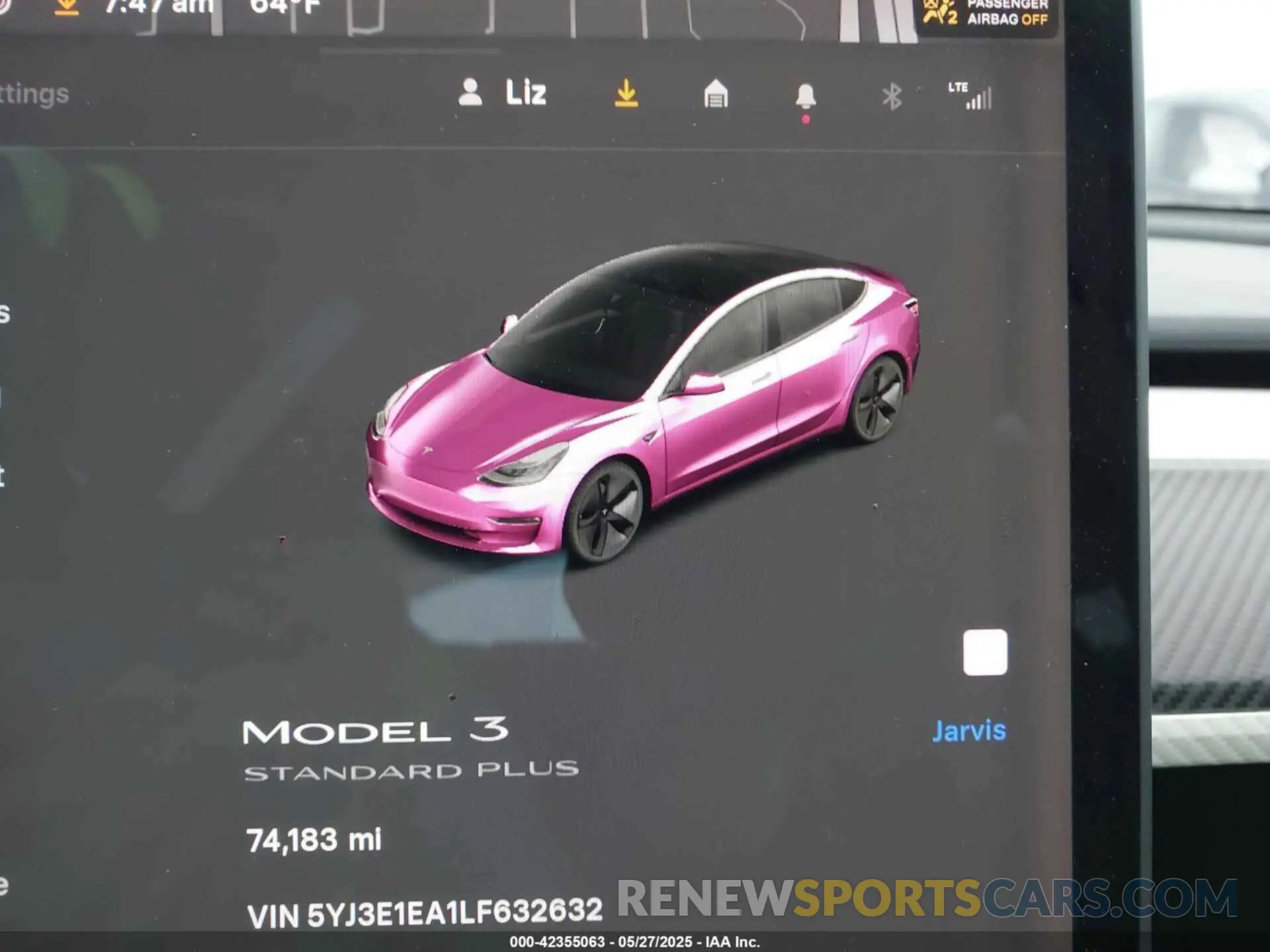 7 Photograph of a damaged car 5YJ3E1EA1LF632632 TESLA MODEL 3 2020