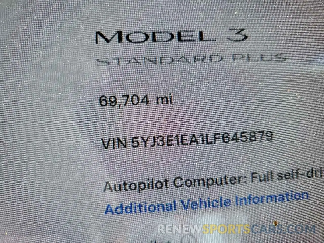 9 Photograph of a damaged car 5YJ3E1EA1LF645879 TESLA MODEL 3 2020