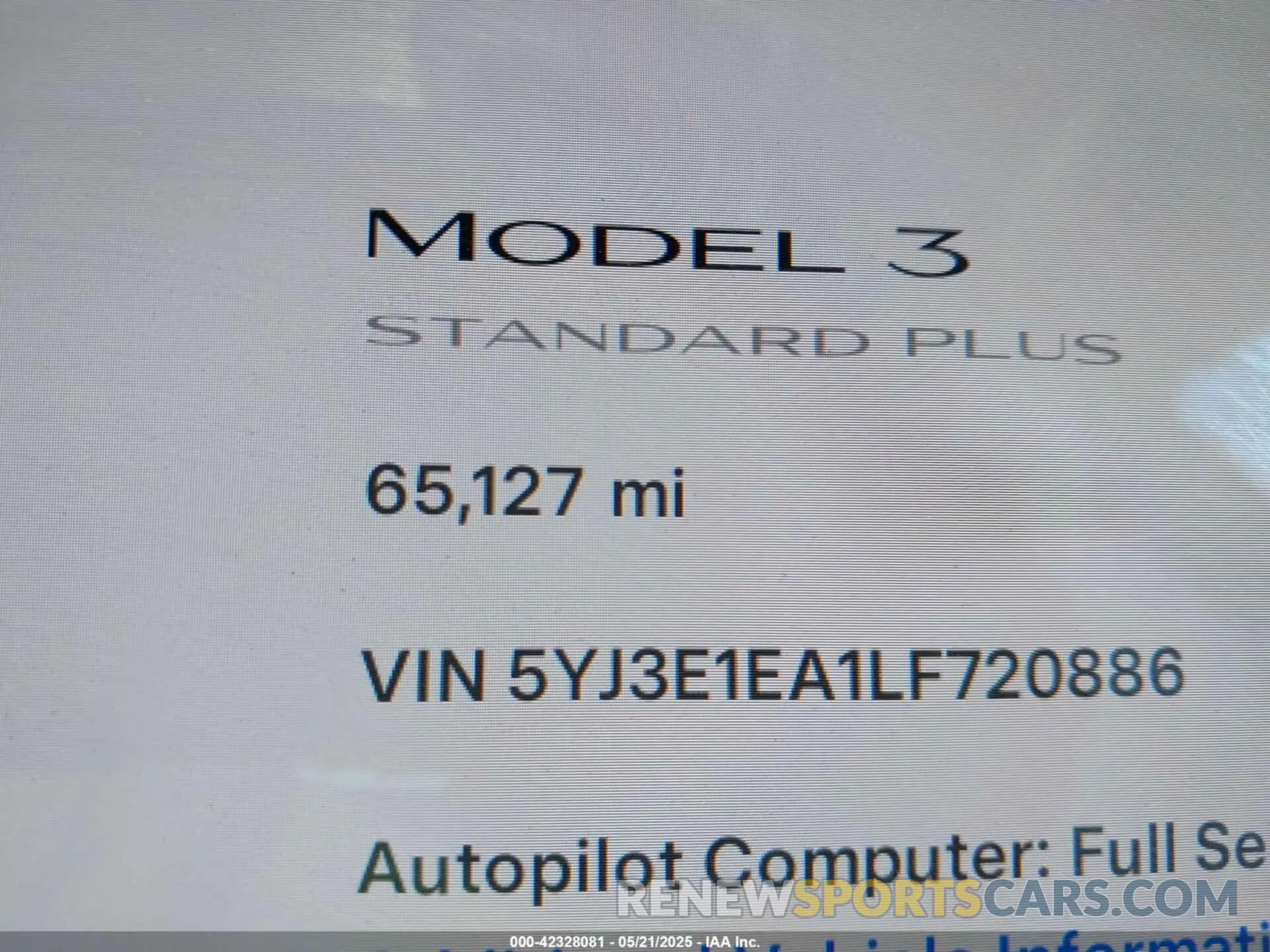16 Photograph of a damaged car 5YJ3E1EA1LF720886 TESLA MODEL 3 2020