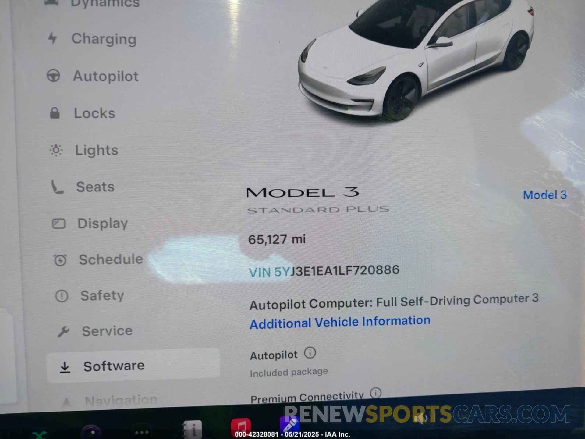 7 Photograph of a damaged car 5YJ3E1EA1LF720886 TESLA MODEL 3 2020