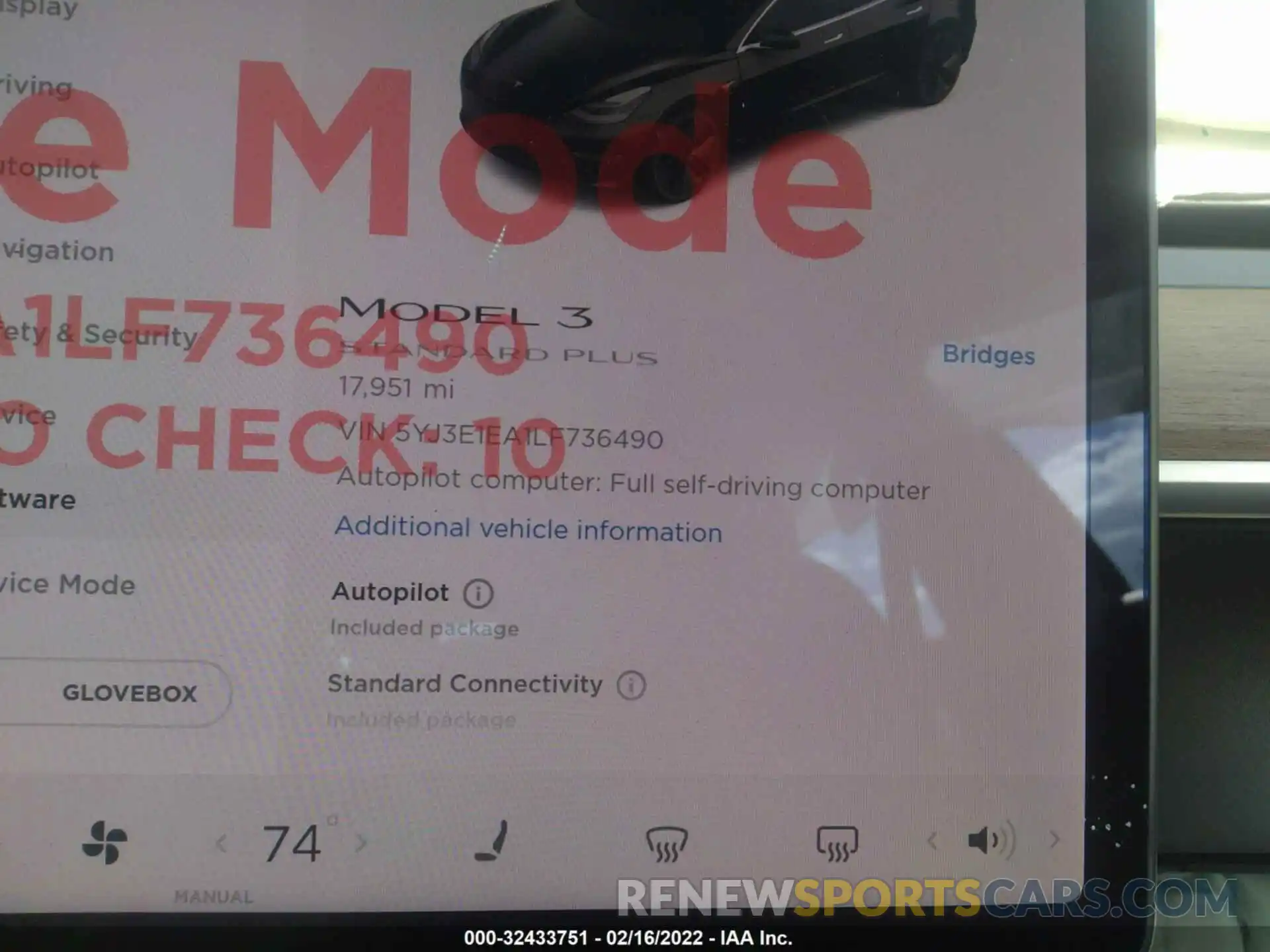 7 Photograph of a damaged car 5YJ3E1EA1LF736490 TESLA MODEL 3 2020