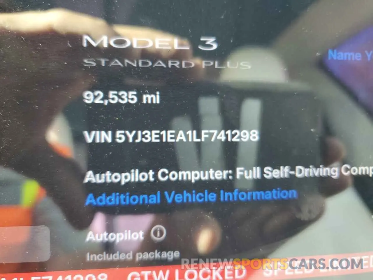 9 Photograph of a damaged car 5YJ3E1EA1LF741298 TESLA MODEL 3 2020